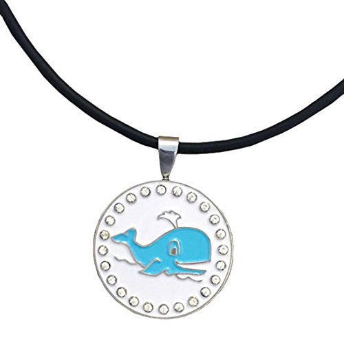 Giggle Golf Bling Blue Whale Golf Ball Marker & Necklace Set for Women - Perfect Golf Accessories for Women Players, Gifts for Female Golfers