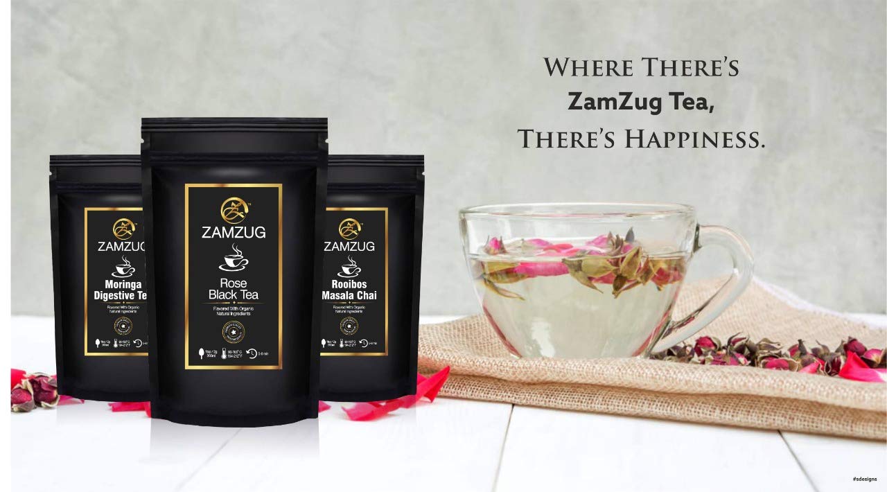 Premium ZamZug Aromatic Rose Black Tea - 100g (50 Cups) | Floral & Rich Flavor | Perfect for Afternoon Tea, Gifts & Relaxation
