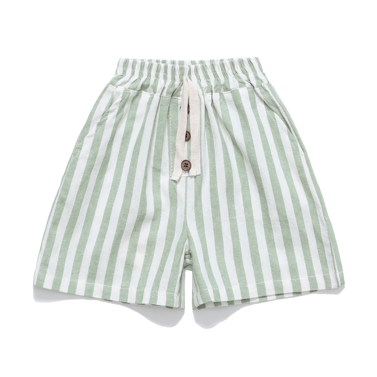 Ashmyova Boys' Classic Cotton Shorts - Lightweight Striped Elastic Waist Casual Summer Shorts for Toddlers (2-Pack) | Perfect for Playtime, Beach & Outdoor Activities