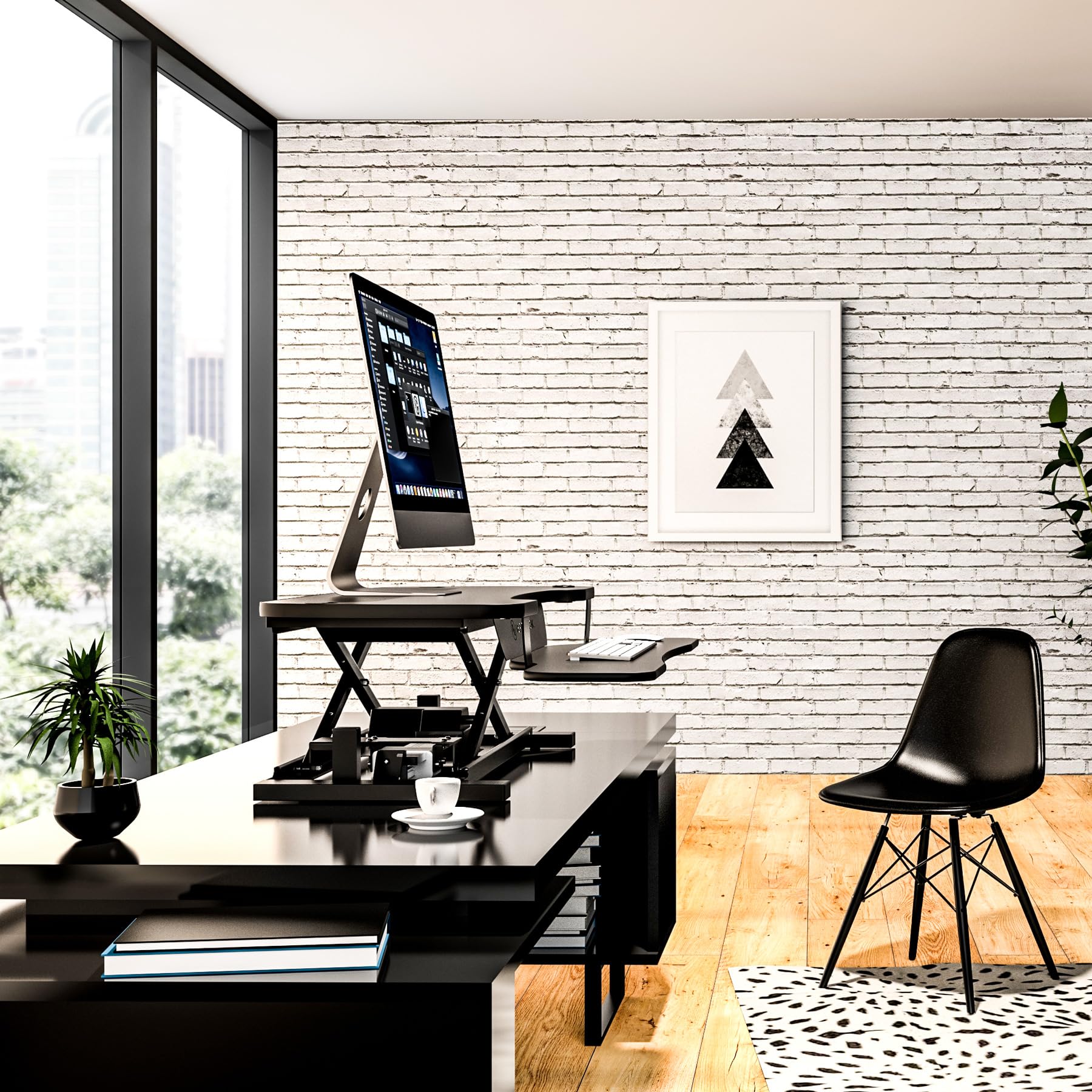 VERSADESK PowerPro 36 Inch Electric Standing Desk Converter - Height Adjustable Sit Stand Desk Riser for Home & Office - Dual Monitor & Laptop Workstation with Wide Keyboard Tray & USB Port - Black - Perfect for Remote Work, Gaming & Ergonomic Workspace Setup