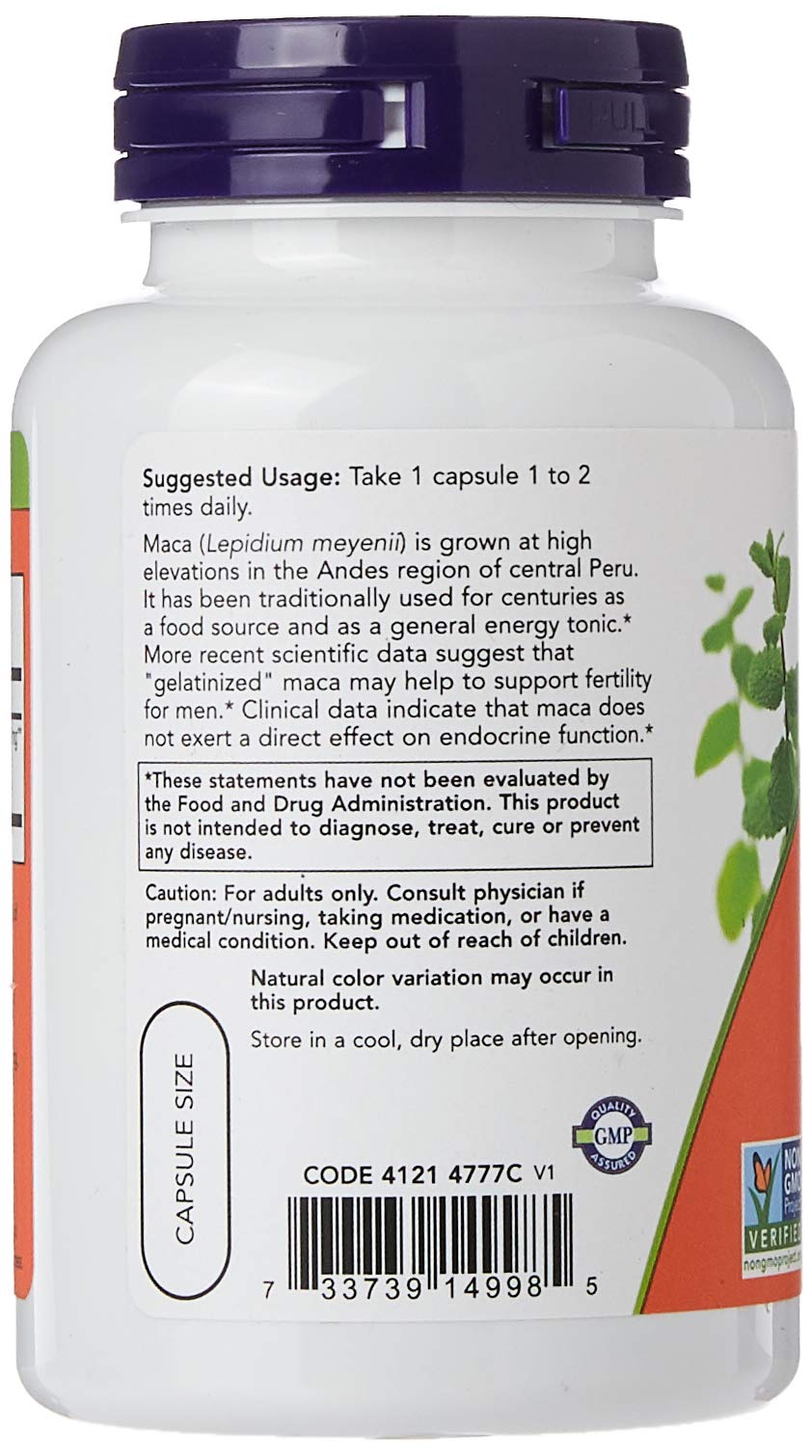 Now Foods Maca 750mg Raw - 90 Vegan Capsules | Energy & Vitality Supplement for Men & Women | Supports Hormonal Balance, Endurance & Libido | Perfect for Fitness Enthusiasts & Busy Professionals