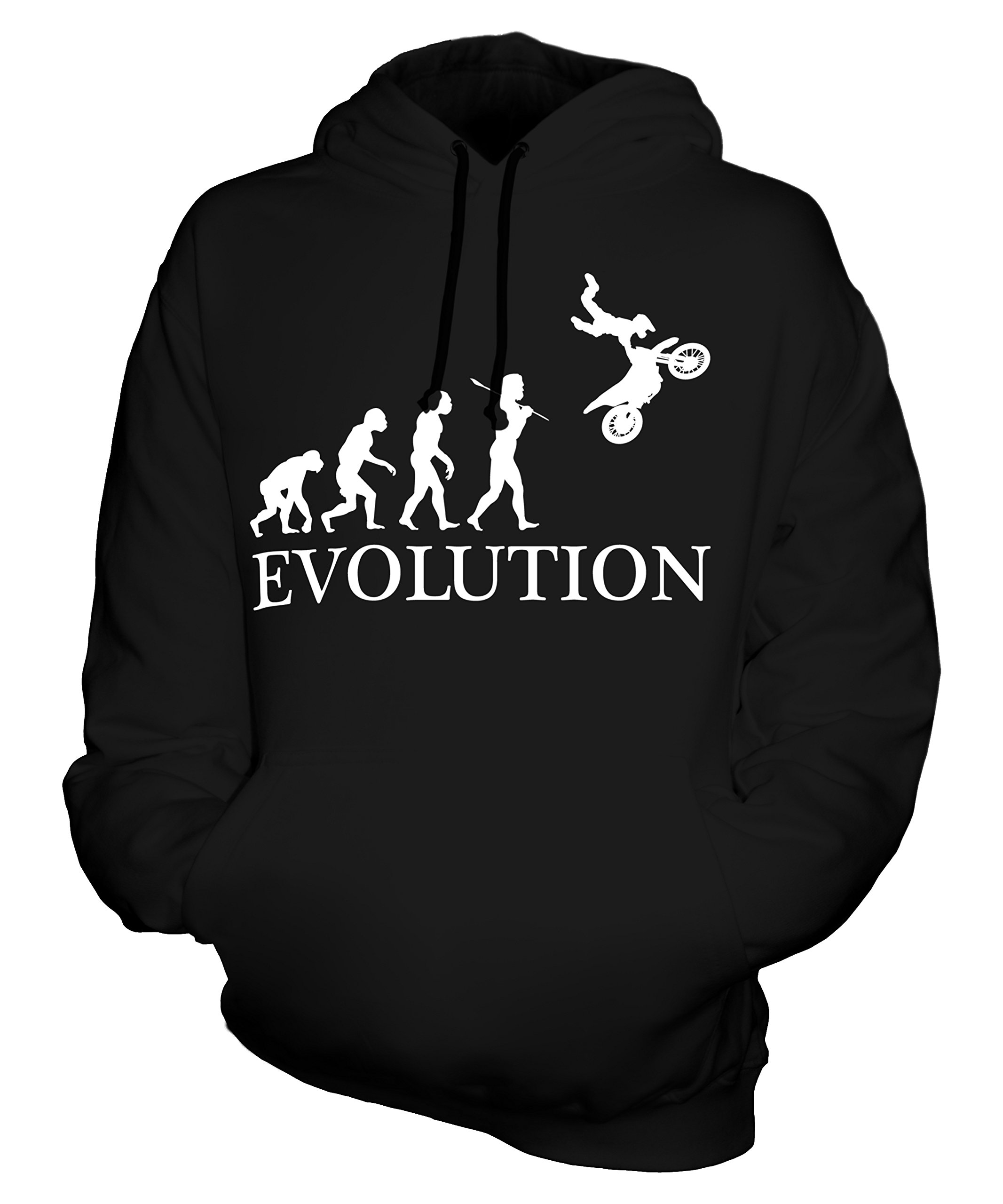 Unisex Motocross Stunt Hoodie - Evolution of Man Graphic Pullover for Men & Women - Perfect for Motorcycle Riding, Racing & Streetwear Fashion