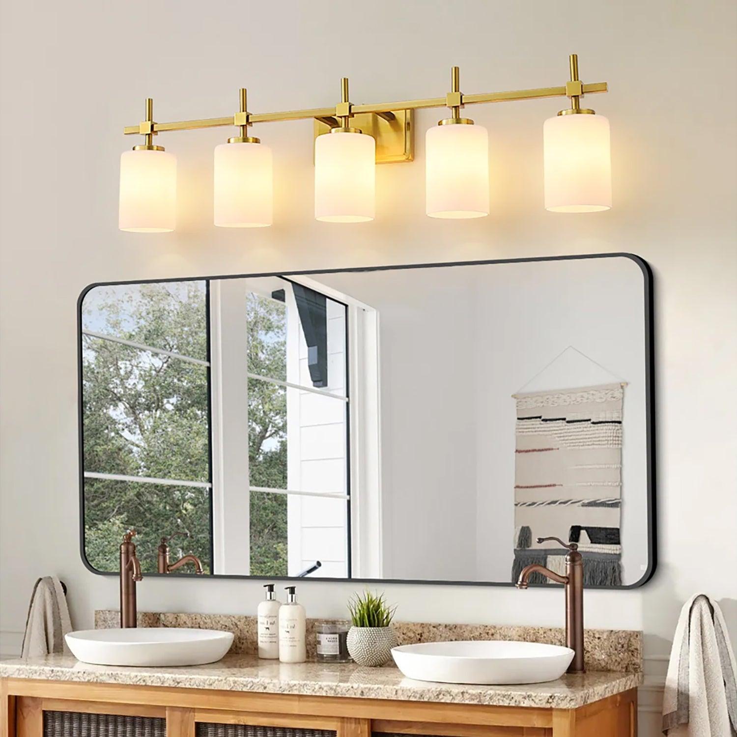 Jasper Modern Frosted Glass 5-Light Bathroom Vanity Light Fixture - Elegant Lighting for Bathroom, Powder Room & Dressing Area