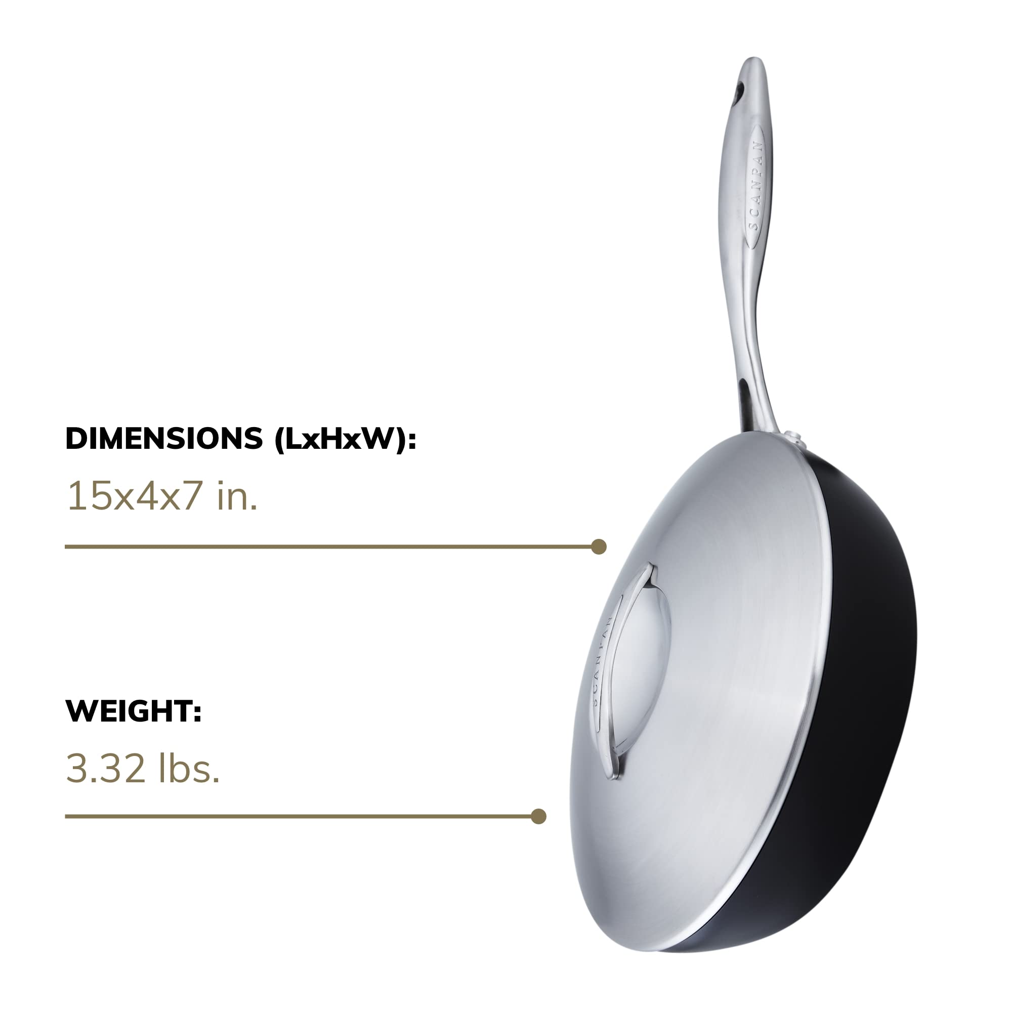 Scanpan Professional 2.75 Quart Nonstick Saute Pan with Lid - Premium Danish Cookware - Oven, Dishwasher & Metal Utensil Safe - Perfect for Searing, Sauteing & Everyday Cooking