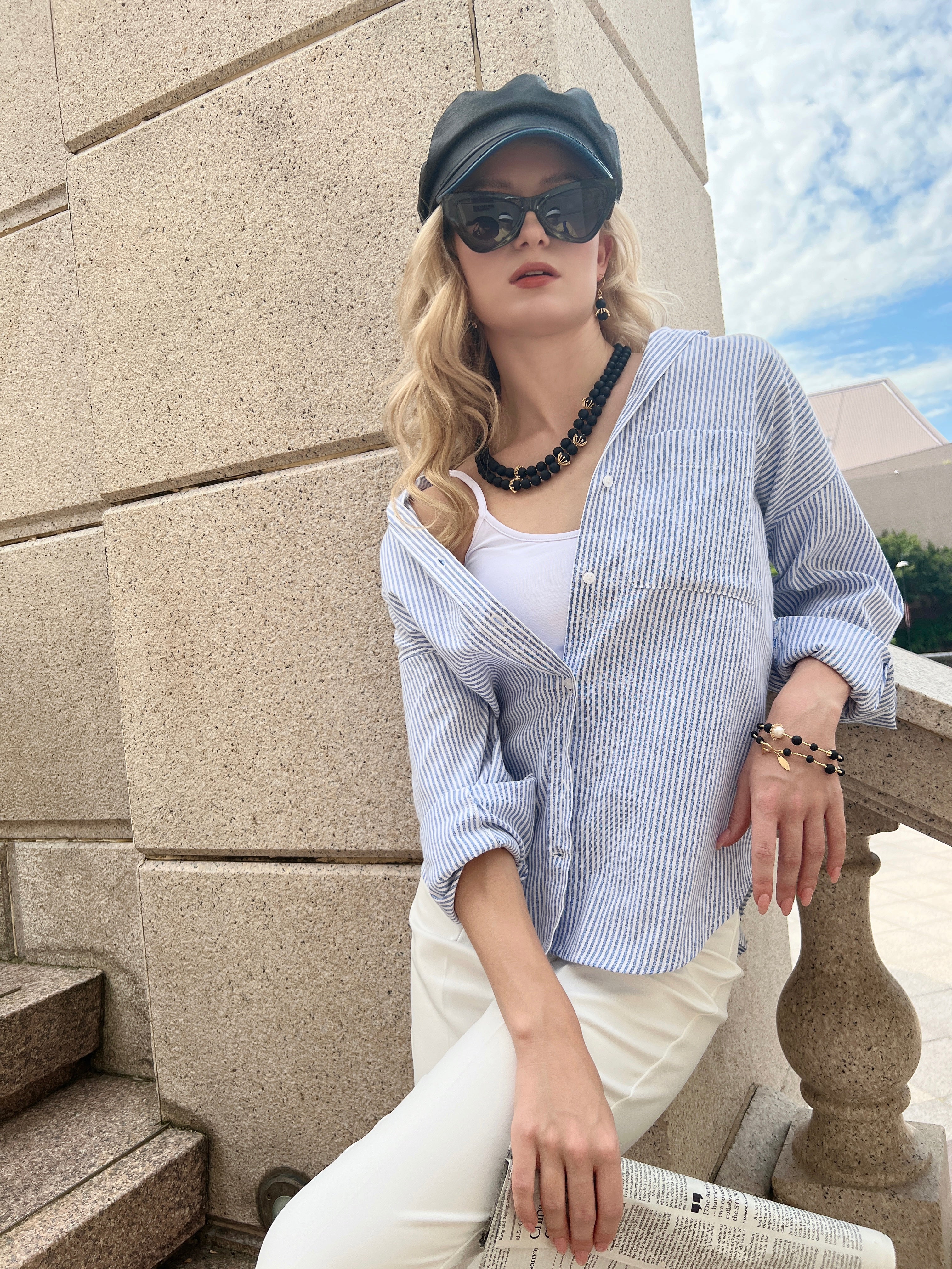 Matte Black Agate Double Layer Necklace for Women - Elegant Natural Stone Jewelry for Everyday Wear, Gift Giving & Special Occasions