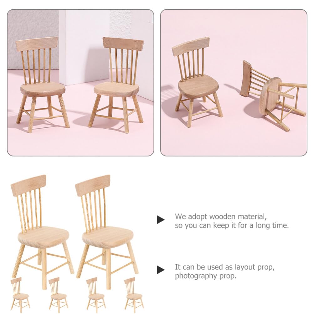 Yardwe 24-Piece Miniature Wooden Dollhouse Chair Set - 1:12 Scale Doll Furniture for Dollhouse Decor, DIY Crafts & Miniature Scenes | Perfect for Dollhouse Accessories, Tea Party Displays & Collectors