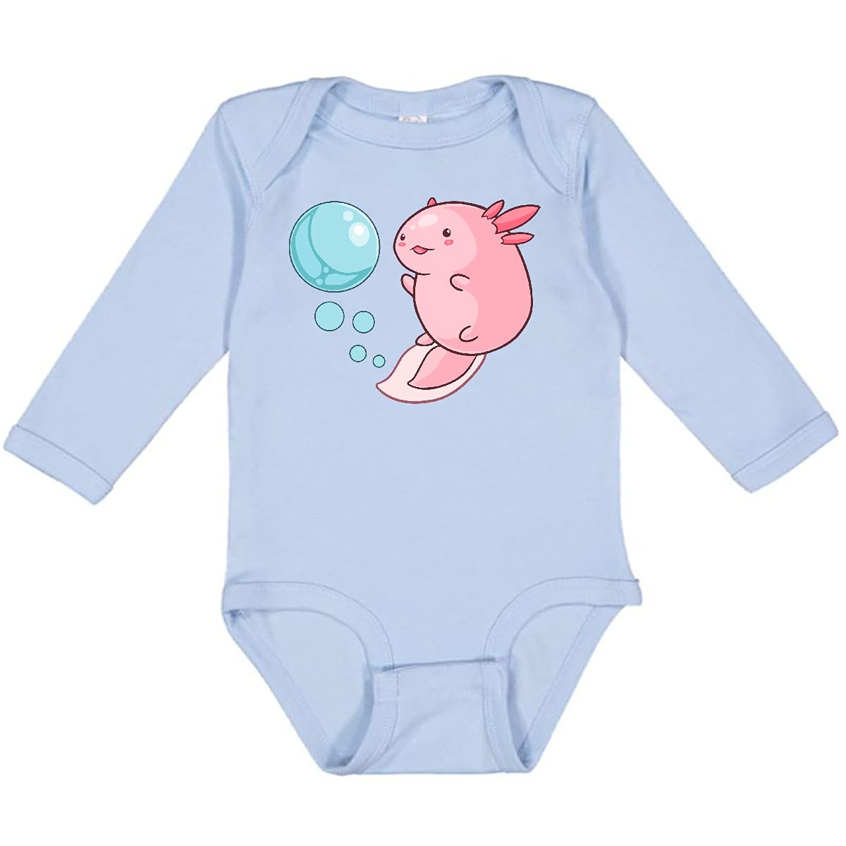 Inktastic Cute Axolotl and Bubbles Heart Print Long Sleeve Baby Bodysuit - Perfect for Playdates, Photo Shoots & Nursery Outfits