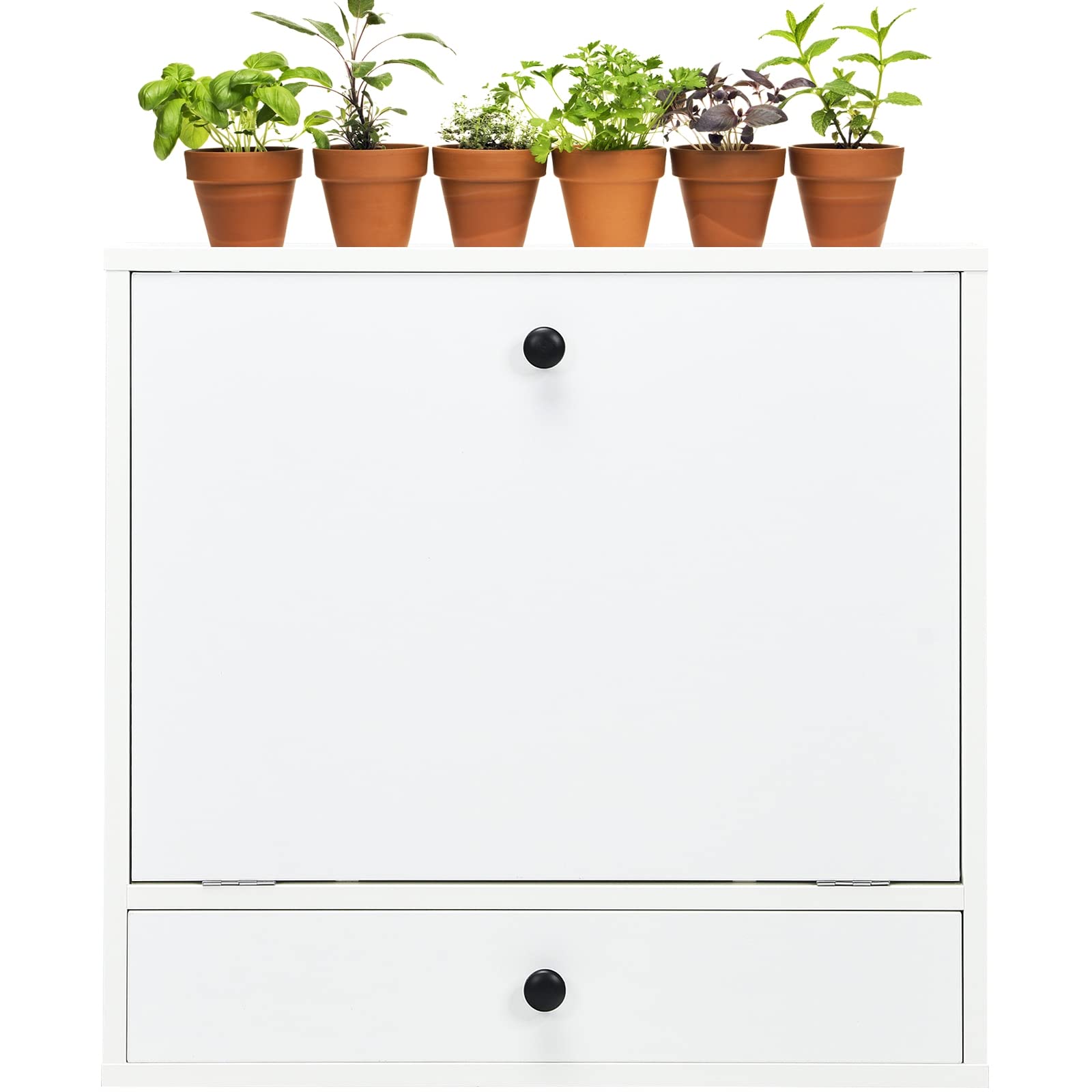 Wall Mounted Floating Desk - Foldable Computer Desk with Storage Shelves & Drawer, Space Saving Wall-Mounted Writing Desk for Small Spaces | Perfect for Home Office, Dorm Room & Studio (White)