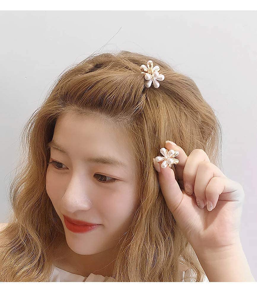 VSAKSH 5-Piece Mini Pearl Hair Claw Clips with Floral Design - Cute Hair Barrettes for Women & Girls | Perfect for School, Parties & Everyday Hairstyles