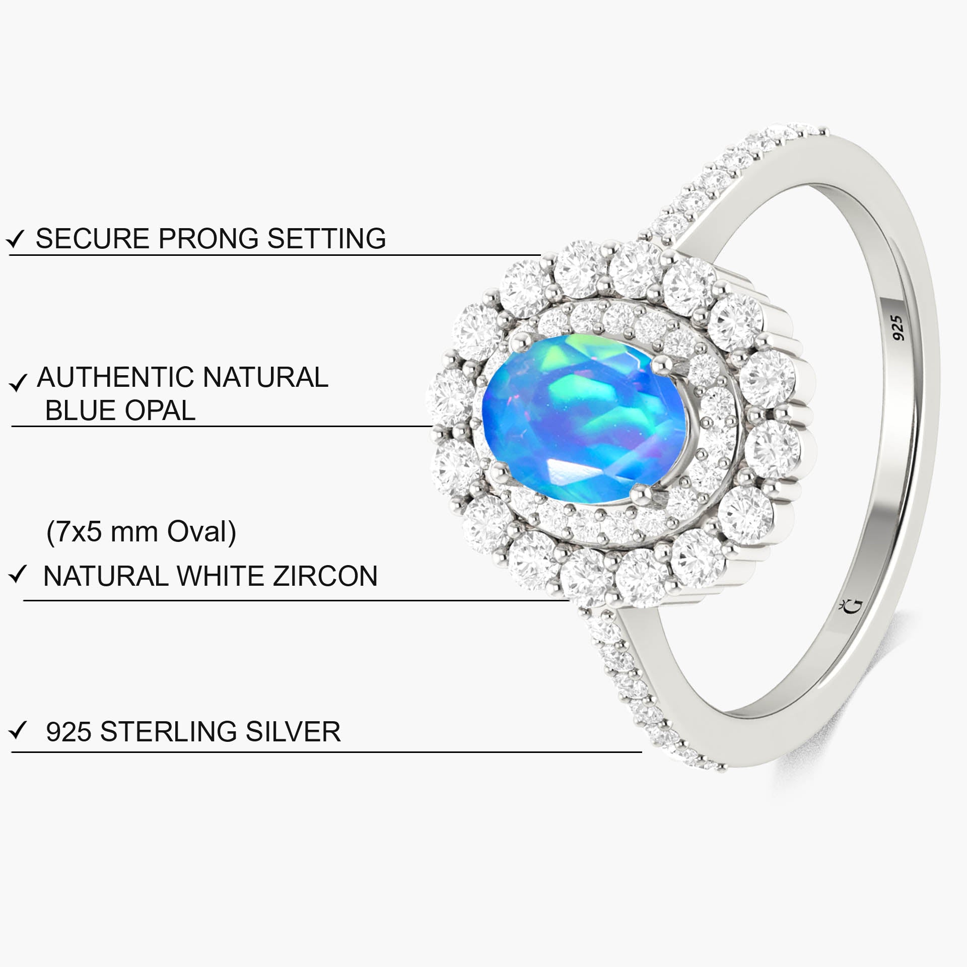 Exquisite Blue Fire Opal & Cubic Zirconia Engagement Ring for Women - Perfect for Proposals, Weddings & Anniversary Gifts