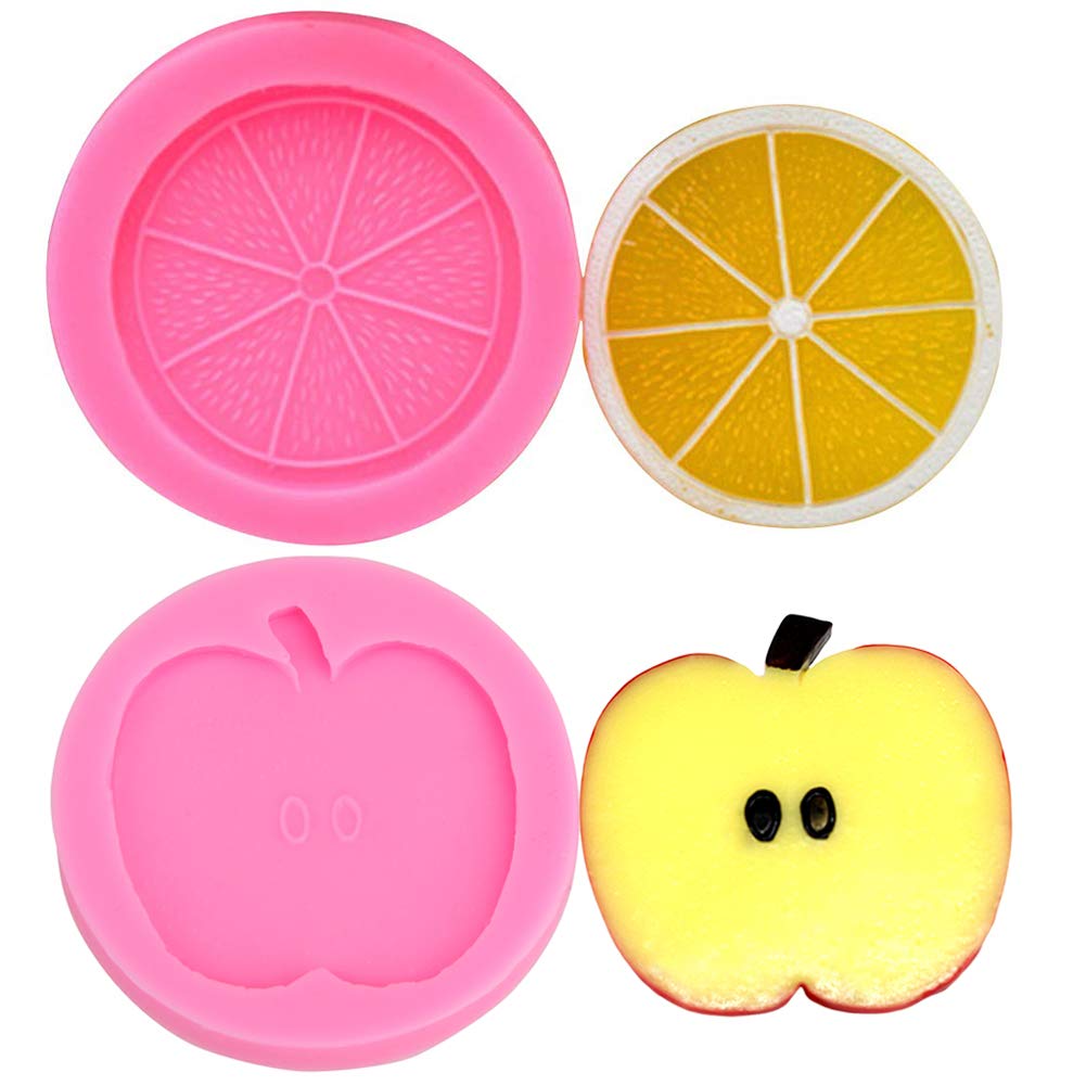 Lemon & Apple Slice Silicone Mold - Fruit Fondant Chocolate Candy Cake Decorating Tool for Cupcakes, Polymer Clay & Epoxy Resin Crafts - Perfect for Baking, DIY Desserts and Home Decor