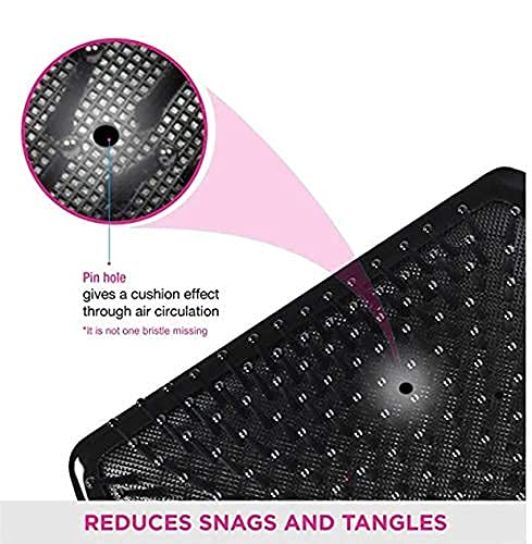 MAPPERZ Large Square Air Cushion Paddle Hair Brush with Ball Tip Bristles - Detangling Brush for Wet & Dry Hair - Ideal for Long, Thick, Curly Hair (Men & Women) - Black - Perfect for Salon Styling & Home Hair Care