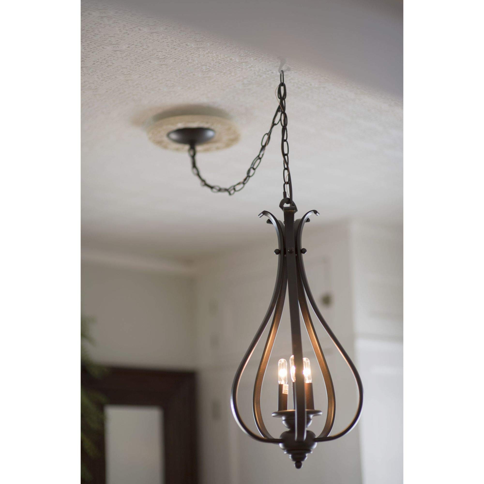 VAXCEL Monrovia 3-Light Bronze Teardrop Candle Chandelier - Elegant Dining Room & Kitchen Island Lighting Fixture