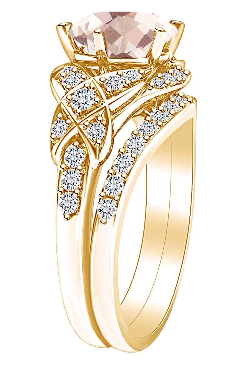 0.42 Carat Pink Morganite Simulated Rose Flower Engagement Ring - 14K Solid Gold Wedding Band for Women, Perfect for Proposals, Anniversaries & Romantic Occasions