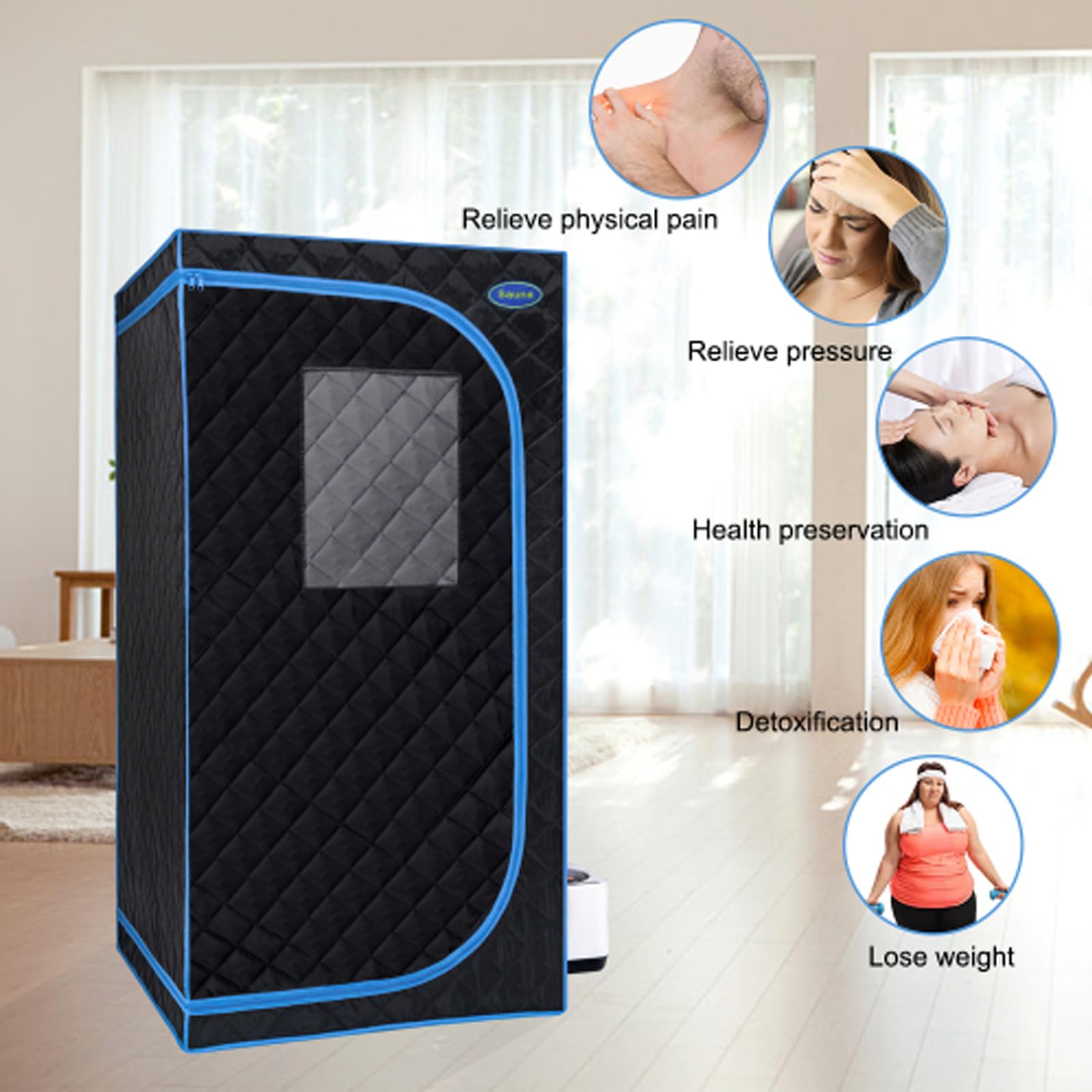 Portable Black Mini Plus Style Steam Sauna Tent for Home Spa - Includes Steam Generator, Remote Control, Foldable Chair & PVC Pipes | Fast Heating, Easy Setup | FCC & UL Certified | Perfect for Relaxation, Detox & Muscle Recovery