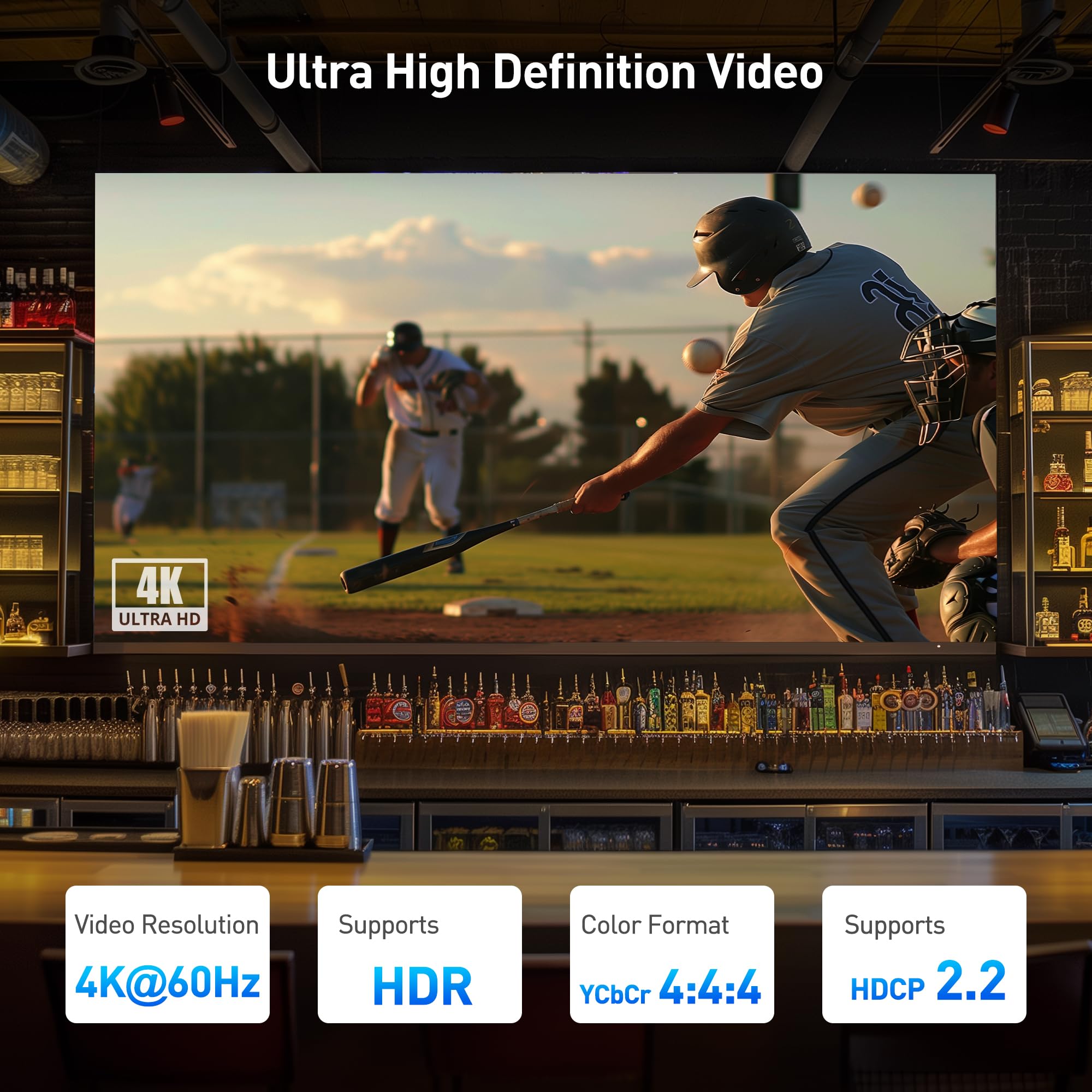 4K HDMI Extender Balun with 4K@60Hz & HDR Support up to 200 Feet - HDMI Over Ethernet Extender with Wall Mount & Local Monitor Loop-Out - Perfect for Home Theater, Gaming Setup, and Conference Room AV Systems