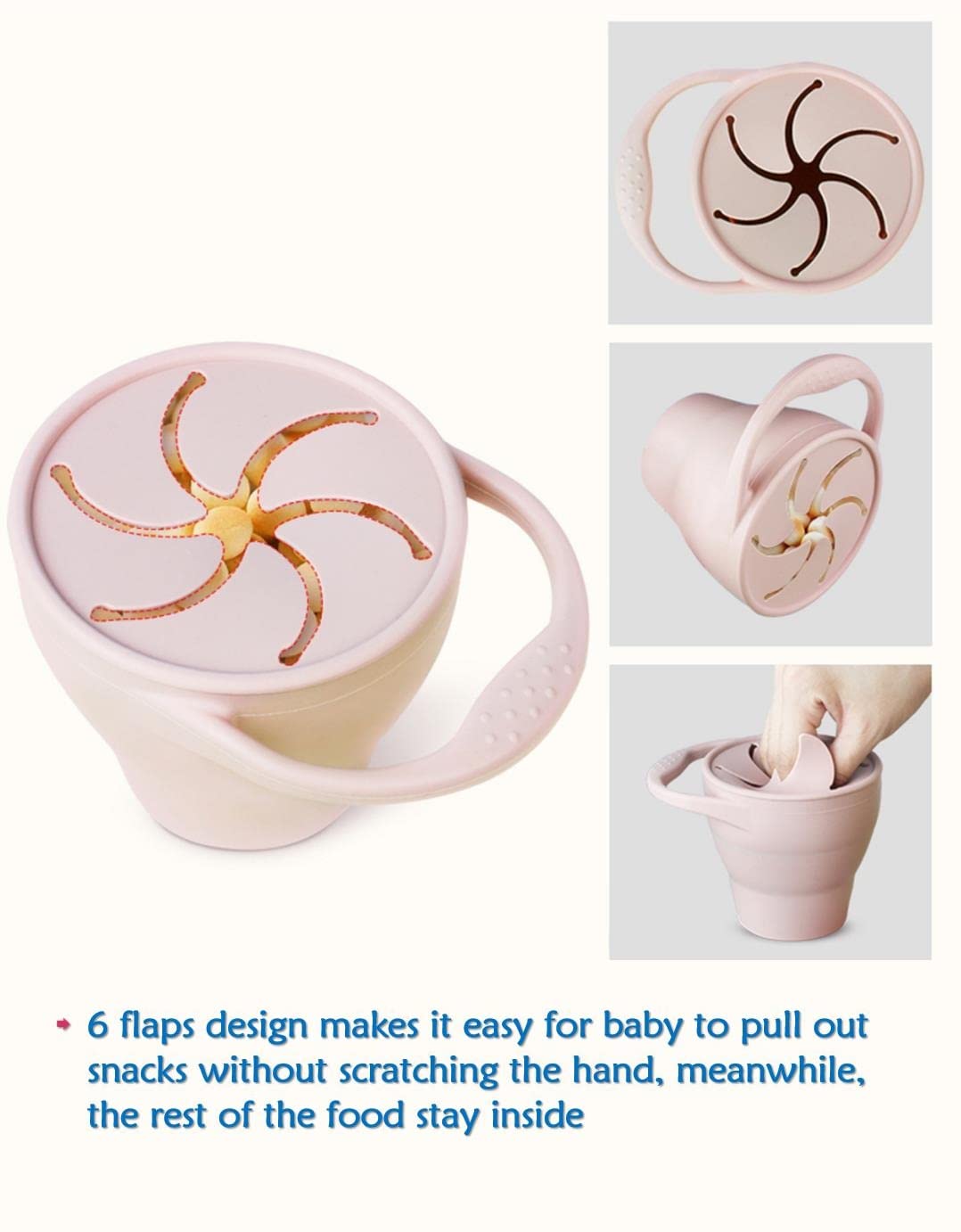 Collapsible Silicone Baby Snack Cup with Dustproof Lid - Portable Snack Container for Infants & Toddlers - Perfect for On-the-Go, Travel, Daycare and Mess-Free Snacking