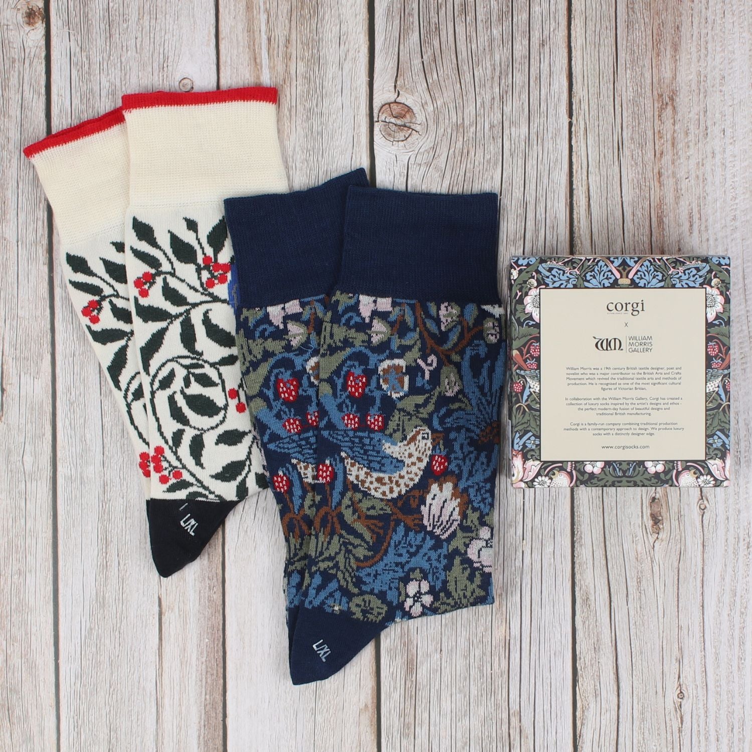 Women's 2-Pack William Morris Floral Print Cotton Crew Socks - Comfortable & Stylish for Everyday Wear, Home, Office & Gift Giving