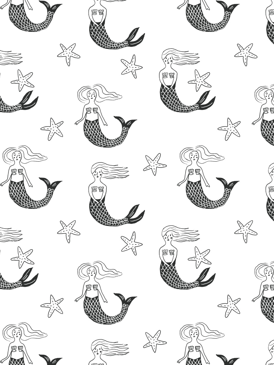 Tea Collection 'Mermaid' Black Wallpaper - Elegant Peel & Stick Wallpaper for Bedroom, Nursery, or Home Decor