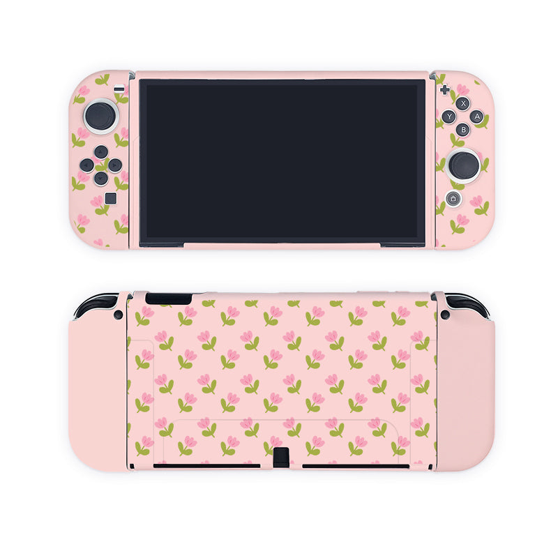 Pink Tulips Protective Case for Nintendo Switch - Slim Fit Cover for Nintendo Switch Console & Joy-Cons - Perfect for Gaming, Travel, and Home Use
