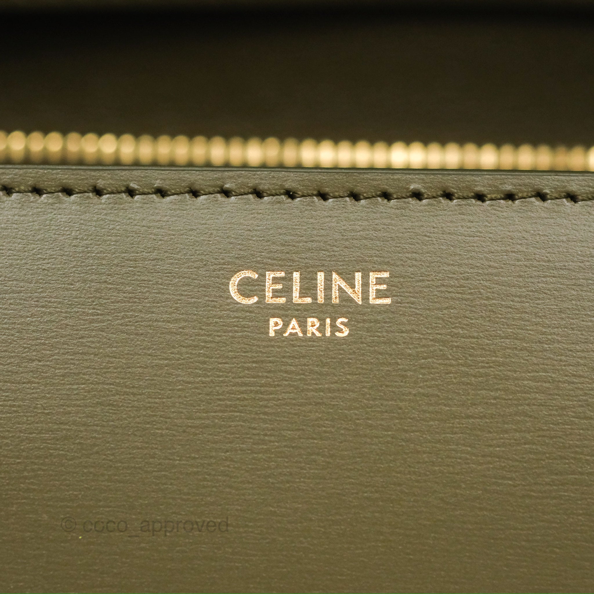 Celine Medium Classic Box Bag in Dark Olive Green Box Calfskin with Gold Hardware - Perfect for Work, Travel & Everyday Luxury