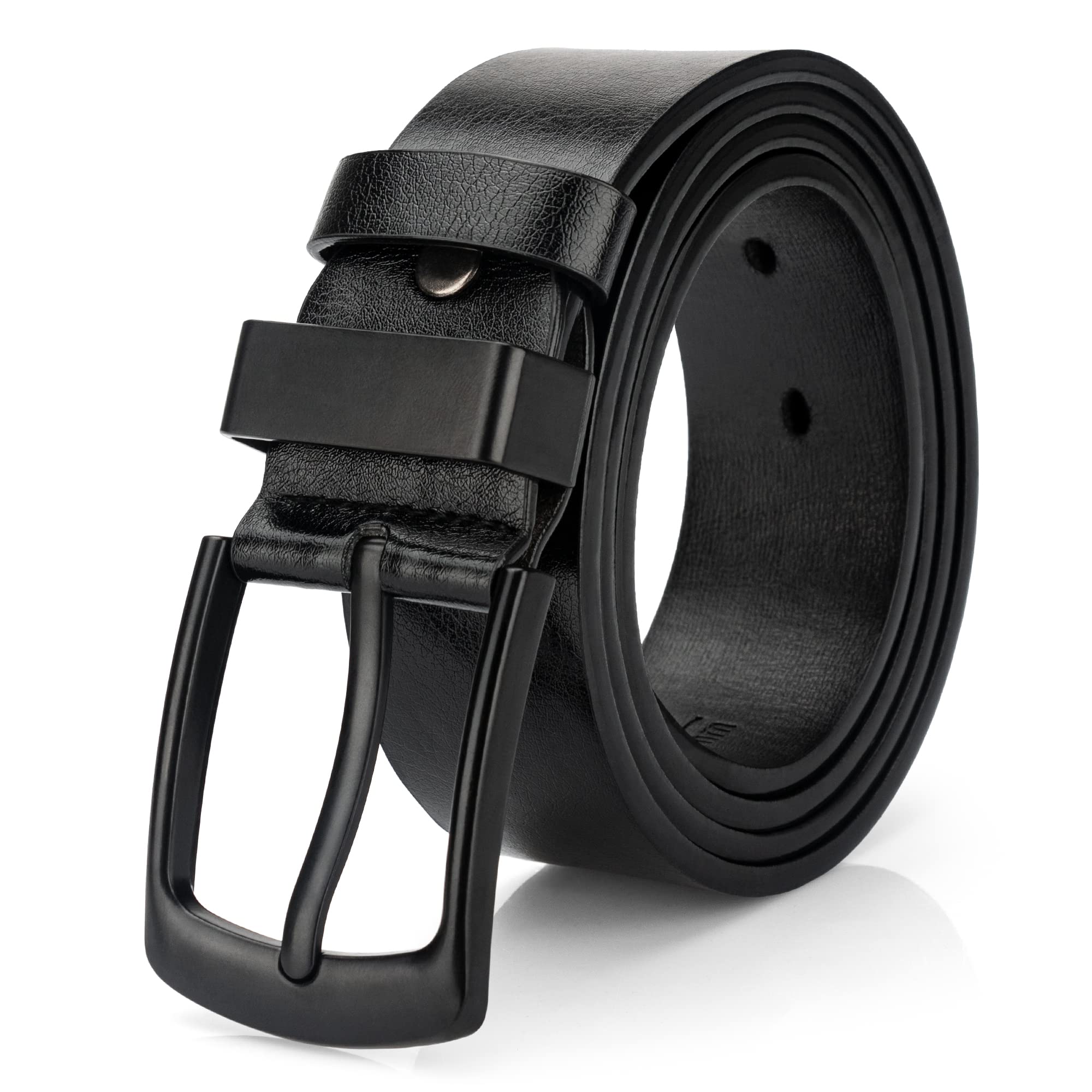 Maikun Men's Casual Dress Belt - Genuine Leather Black Belt for Jeans & Pants | Stylish & Durable Fashion Accessory for Office, Wedding & Daily Wear
