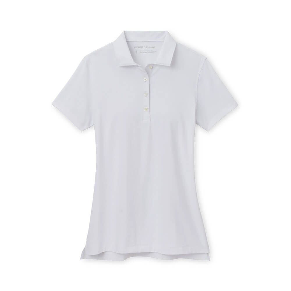 Peter Millar Women's Short Sleeve Button-Down Polo Shirt - Classic White Cotton Golf & Casual Wear for Women