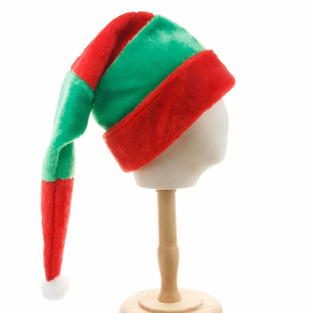 Festive Striped Elf & Santa Hats for Adults - 27 Inch Long Christmas Party Costume Accessories - Perfect for Holiday Gatherings, Office Parties & Ugly Sweater Contests