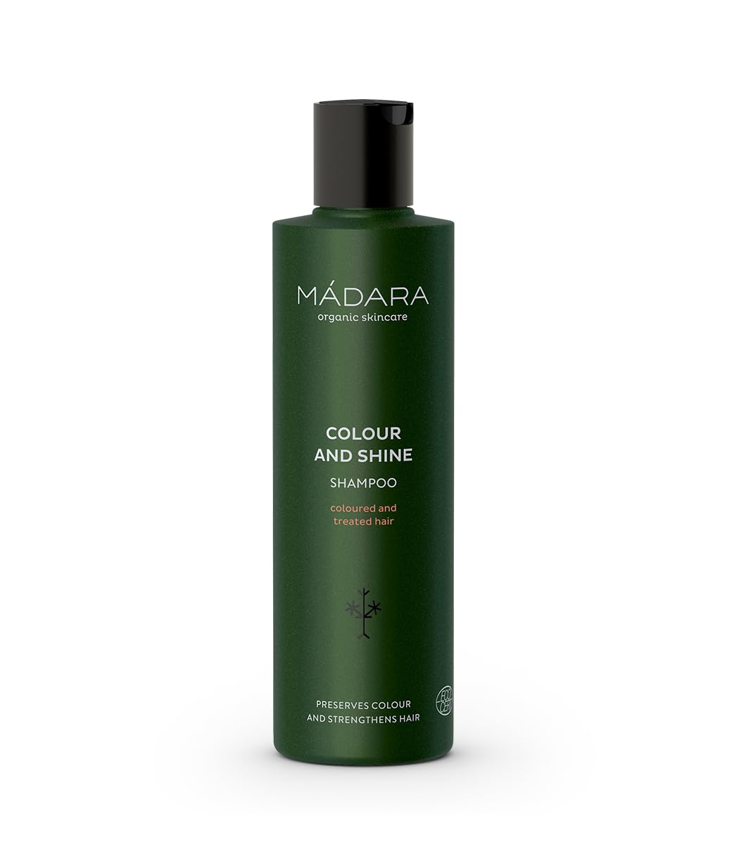 MÁDARA Organic Color & Shine Shampoo - 250ml with Nordic Flax, Horse Chestnut & Plantain for Color Protection & Hair Strengthening | Vegan, Sulfate-Free | Perfect for Color-Treated & Damaged Hair Care Routine