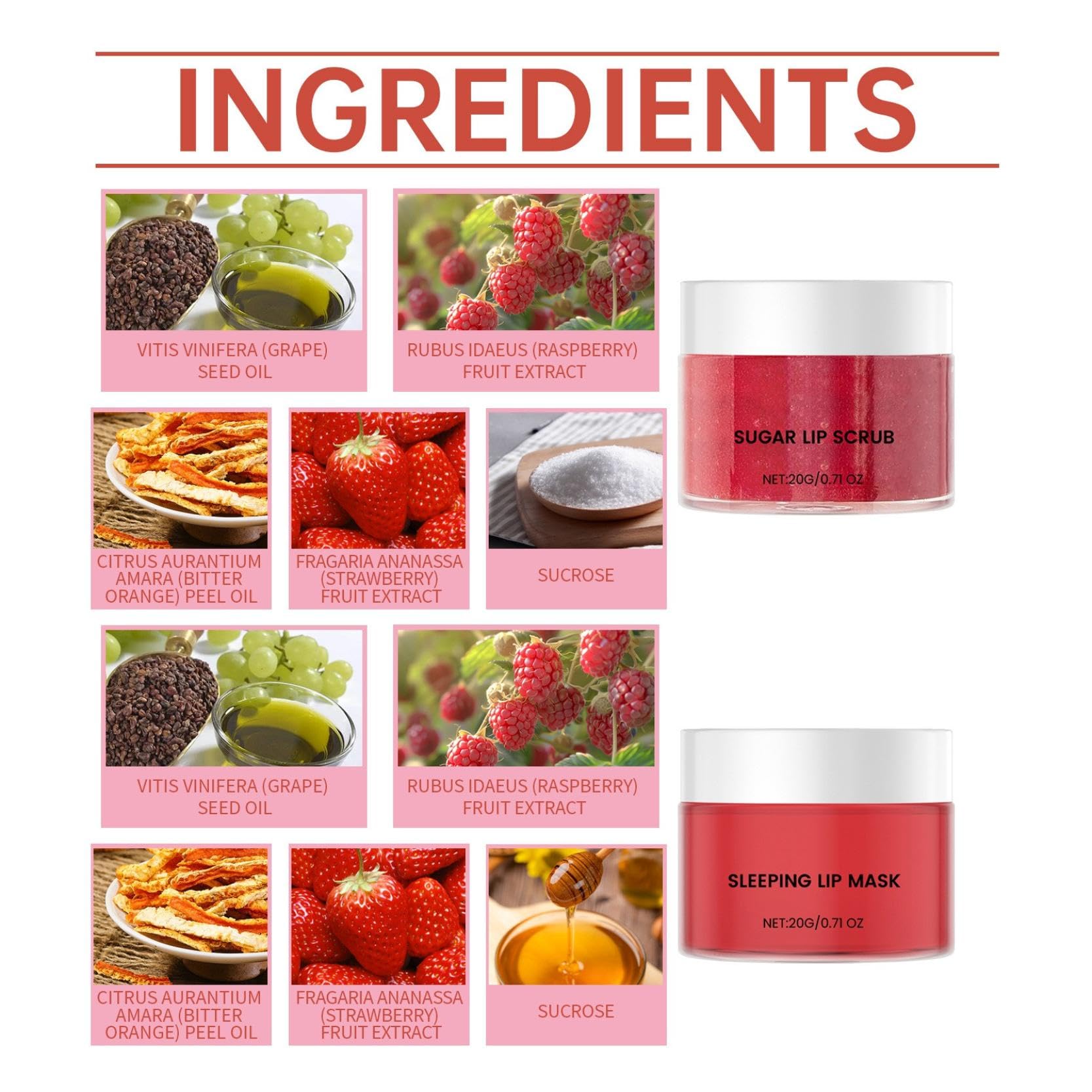 Exfoliating Lip Scrub & Hydrating Lip Mask Set - Overnight Lip Treatment for Dry, Cracked Lips with Vitamin C | Moisturizing & Nourishing Lip Care Kit | Perfect Christmas Gift for Women & Girls | Ideal for Nighttime Lip Care, Winter Lip Protection & Daily Hydration