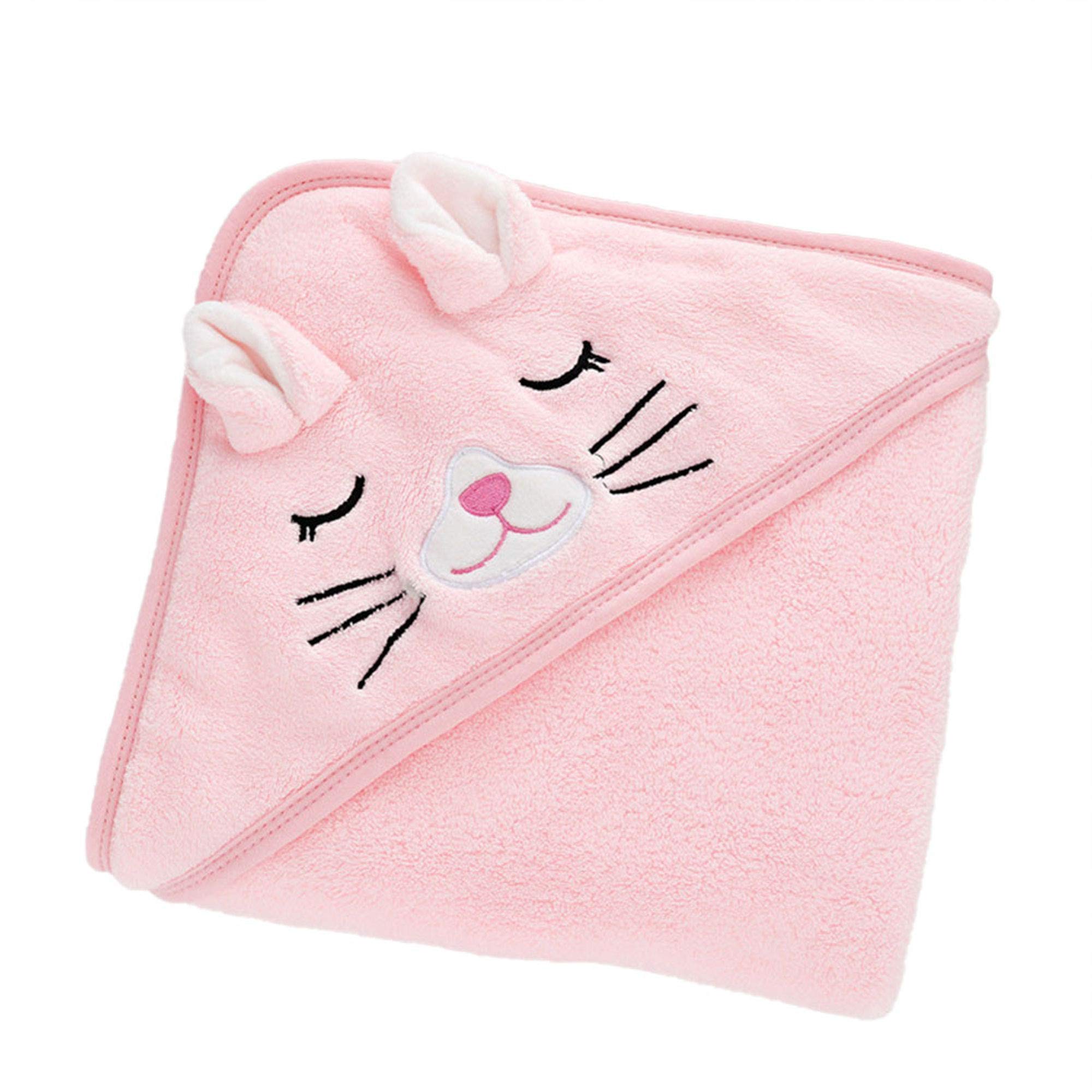 Soft Coral Fleece Hooded Baby Towel - Cartoon Animal Design for Boys & Girls - Absorbent Bath Wrap & Cozy Sleeping Blanket - Perfect for Bath Time, Swimming, and Nap Time