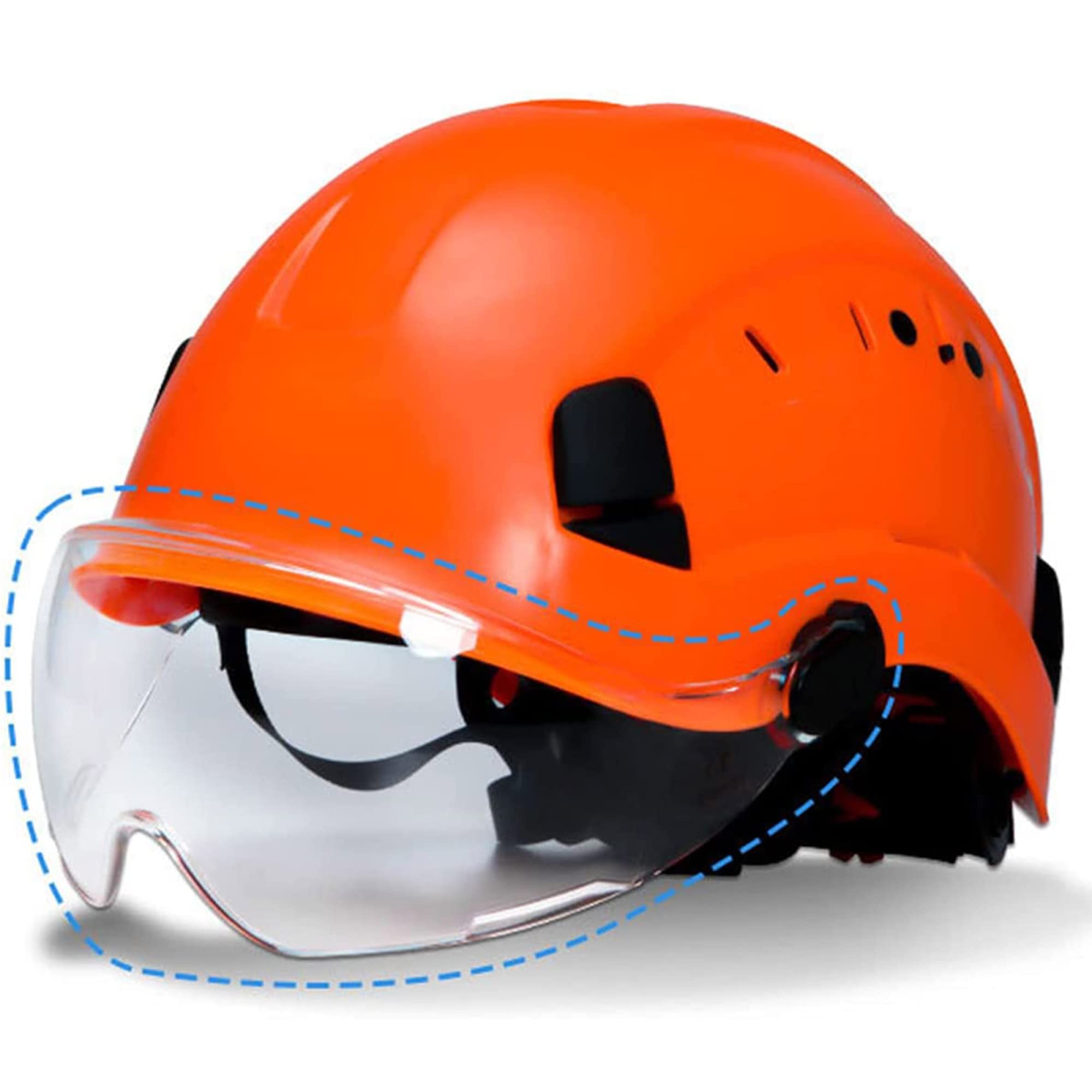 ABS Hard Hat with Goggles - 6-Point Ventilated Safety Helmet, Adjustable Construction Helmet (White, 1 Pack) for Construction Workers, Cyclists & Outdoor Sports