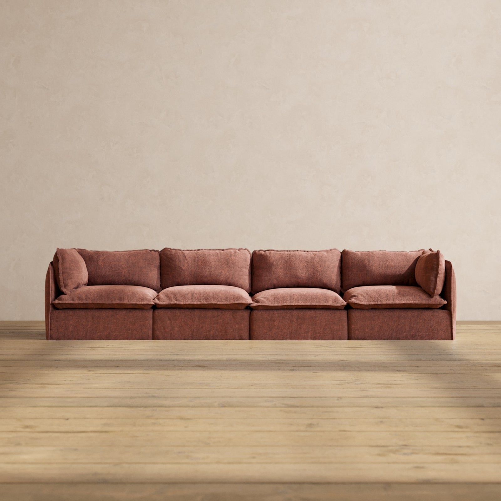 Premium Modular Performance 4-Seater Sofa in Rich Chestnut Brown | Luxe Fabric Blend | Perfect for Living Rooms, Home Theaters & Office Lounges