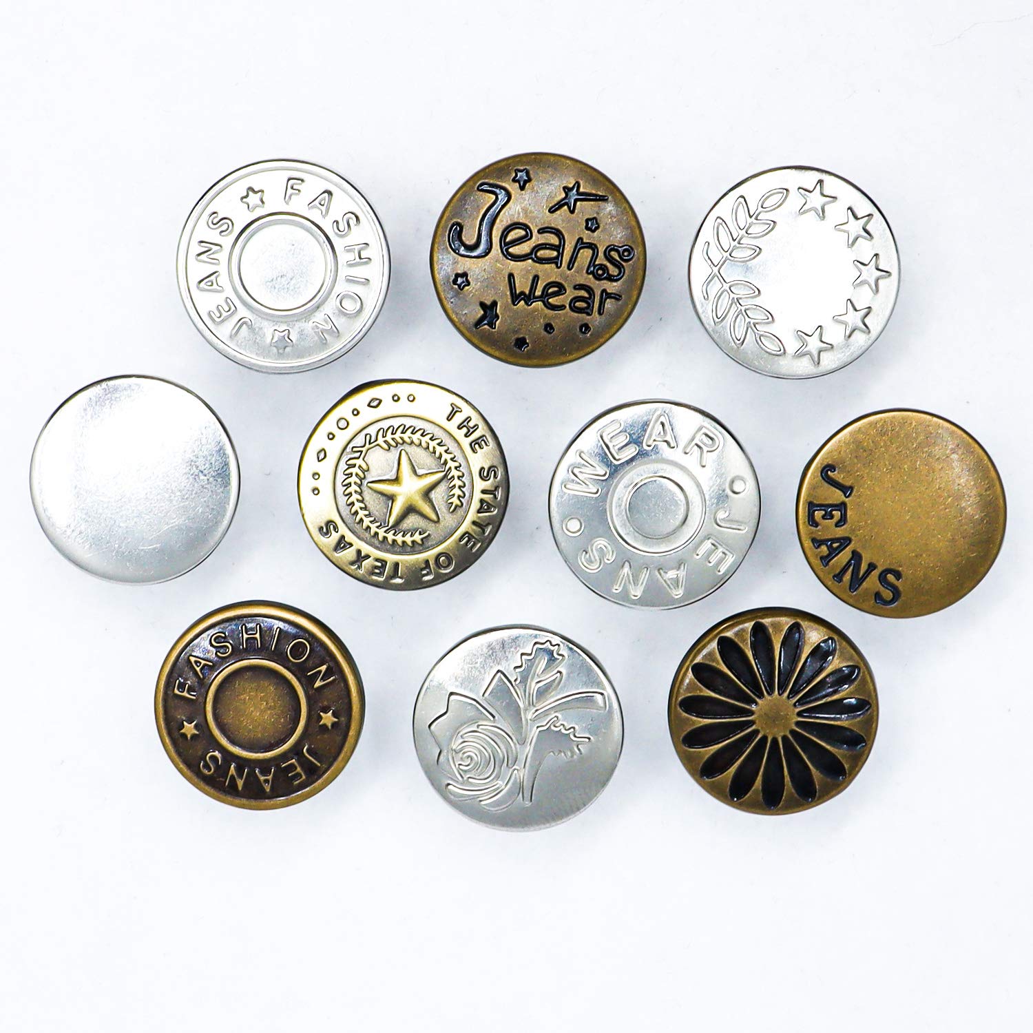 10 Pcs 17mm No-Sew Jeans Button Replacement Kit - Adjustable Metal Pants Button Pins for DIY Crafts & Clothing Repair | Perfect for Denim Jackets, Skirts & Home Sewing Projects