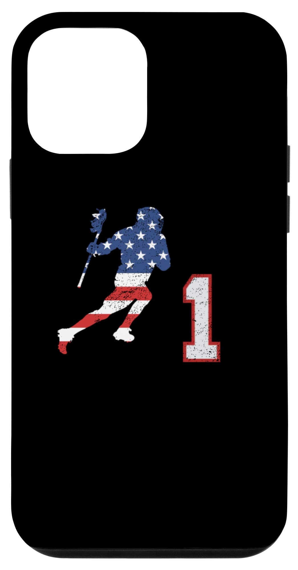 iPhone 12 Mini Lacrosse Player Phone Case with American USA Flag Design - Perfect for Sports Fans & Patriotic Protection