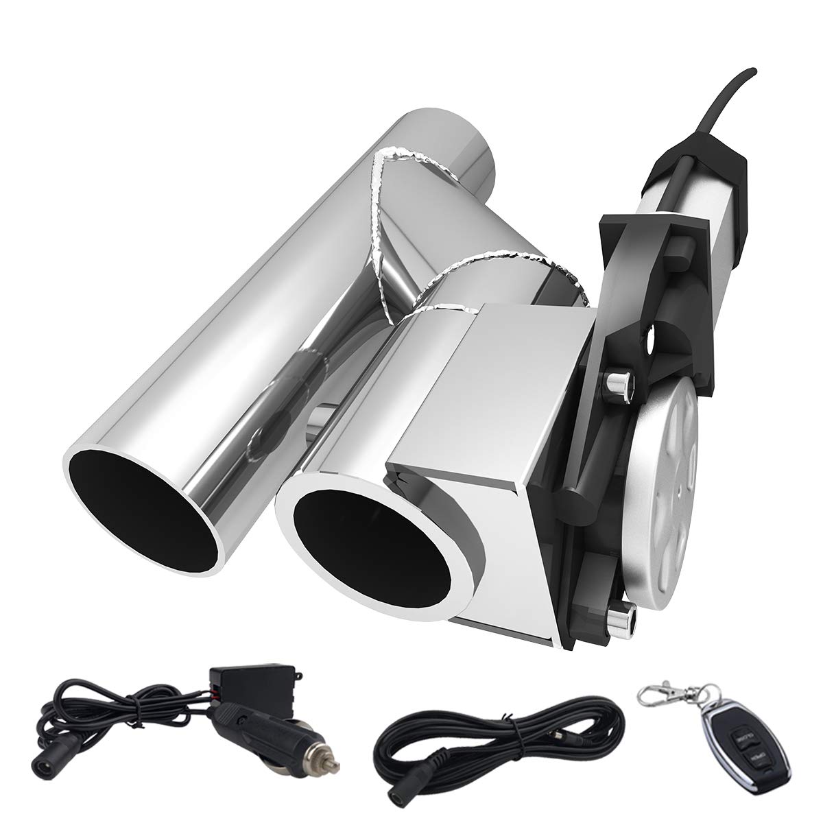 SPELAB 3.0 Inch 76mm Electric Exhaust Cutout Valve - Alloy Steel Catback Single Y Pipe with Remote Control Kit - Perfect for Car Performance Upgrades & Custom Exhaust Systems