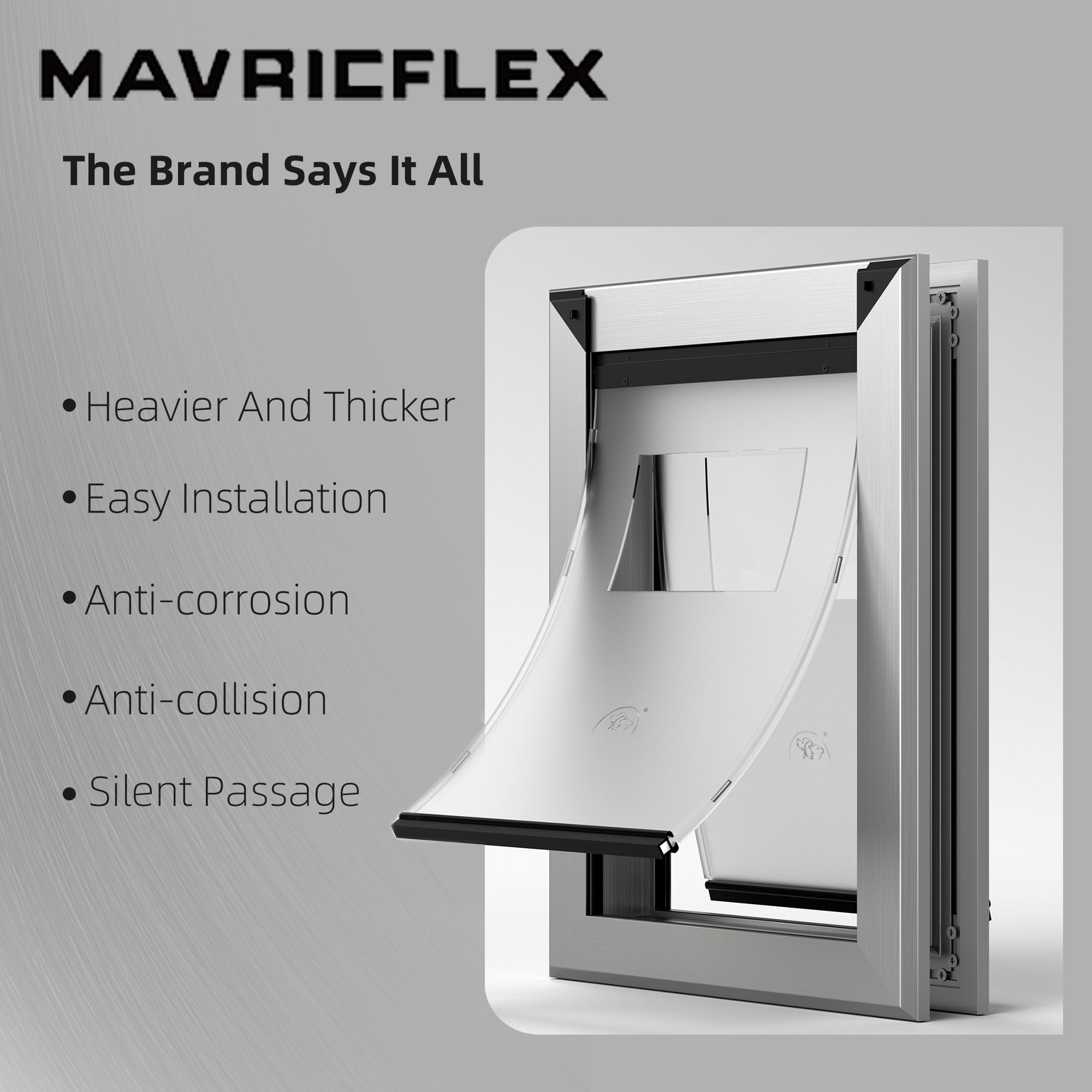 MAVRICFLEX Heavy Duty X-Large Dog Door - Energy Efficient Aluminum Frame with Double Sliding Lock Panel & Magnetic Flaps - Fits Large Dogs Up to 220lbs - Perfect for Indoor/Outdoor Pet Access in Homes with Backyards or Patios