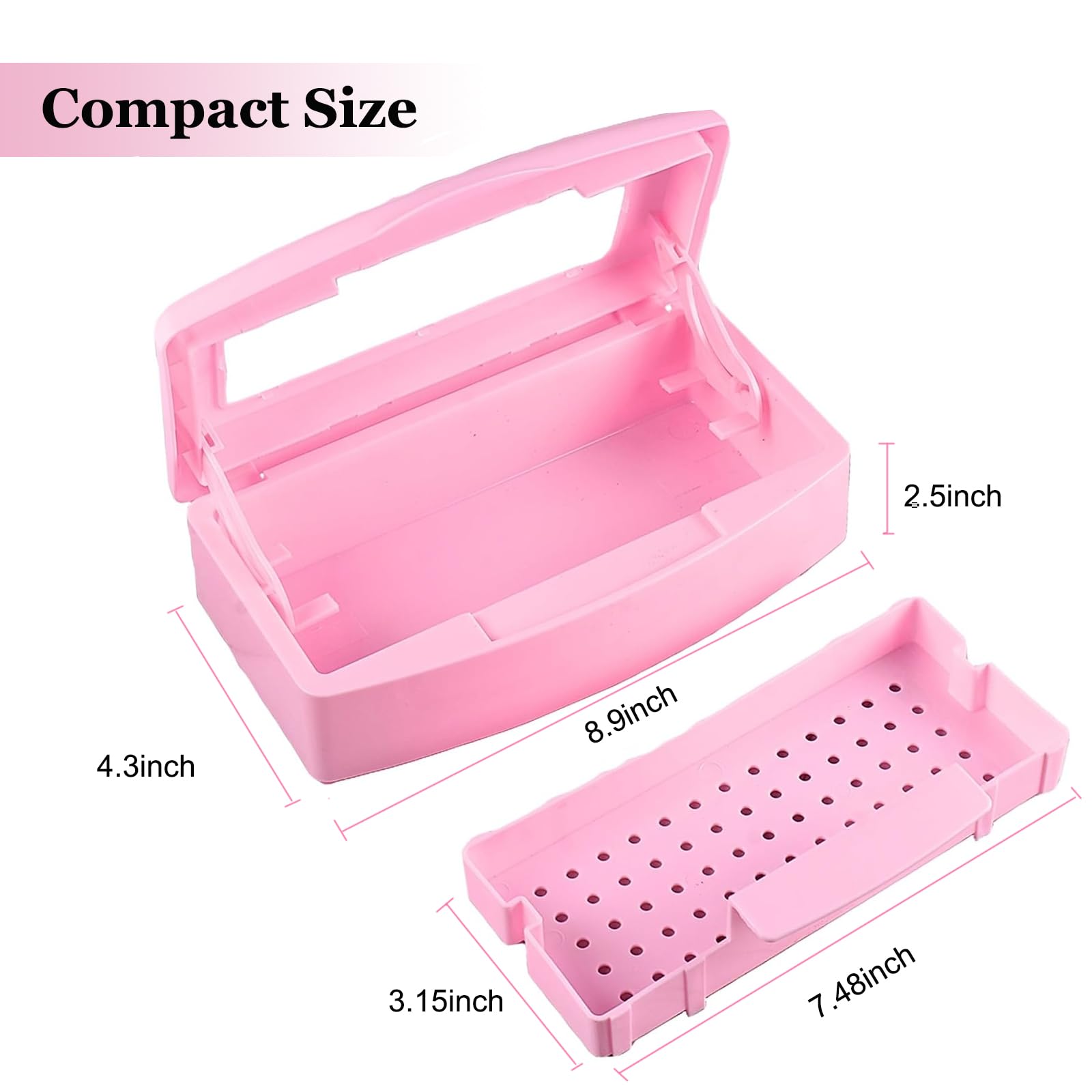 UV Nail Tool Sterilizer Box - Portable Plastic Sterilization Tray for Nail Tweezers, Clippers & Manicure Tools | Professional Salon-Grade Disinfection for Nail Technicians & Estheticians (Pink) | Perfect for Nail Salons, Spas & Home Manicure Stations