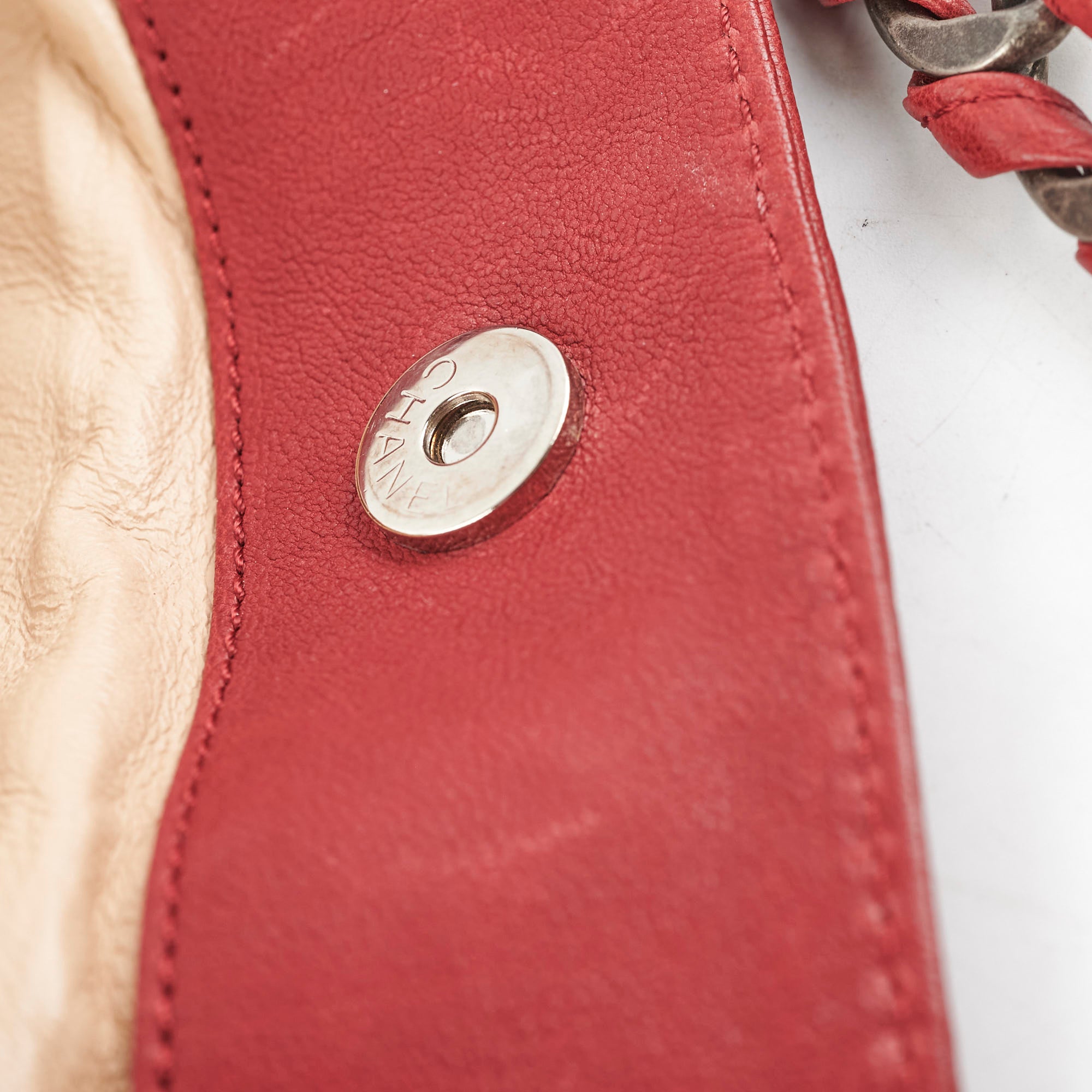 Chanel CC Chain Leather Tote Bag - Genuine Leather Luxury Handbag for Women, Red | Perfect for Work, Travel & Everyday Use