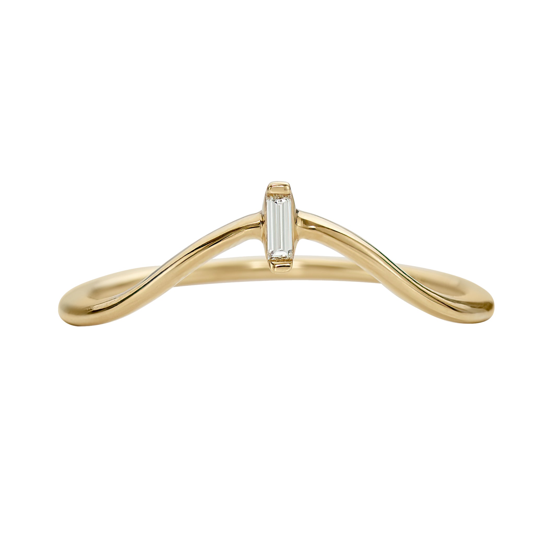 14K Gold Baguette Diamond Curved Wedding Band Ring for Women - Elegant Bridal Jewelry for Engagement, Anniversary & Special Occasions