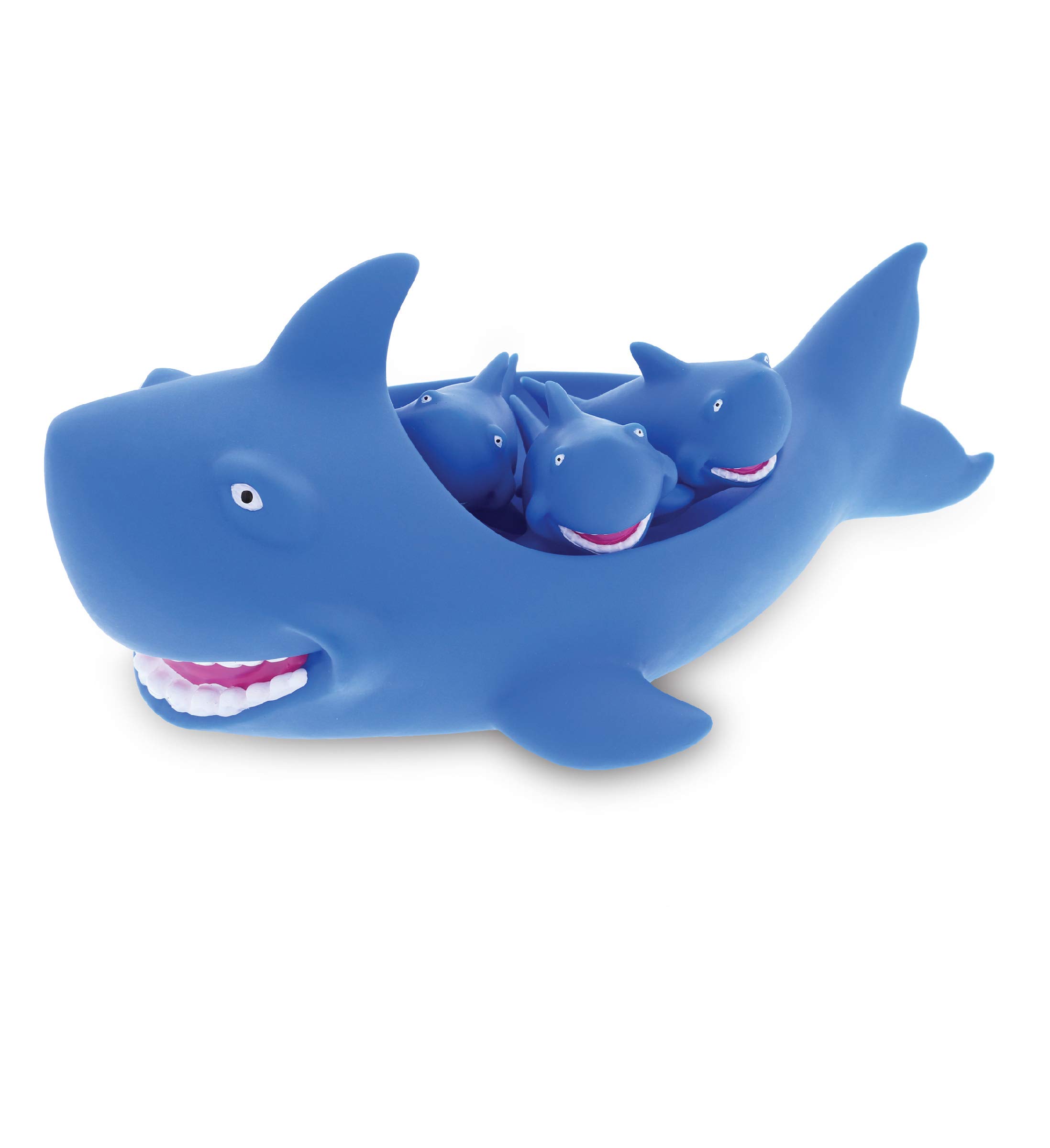 Dollibu Family Animal Bath Squirters 4-Piece Set - Fun Floating Rubber Squirt Toys for Toddlers & Kids (Blue Shark) | Bathtime, Pool & Water Play Toys for Boys & Girls
