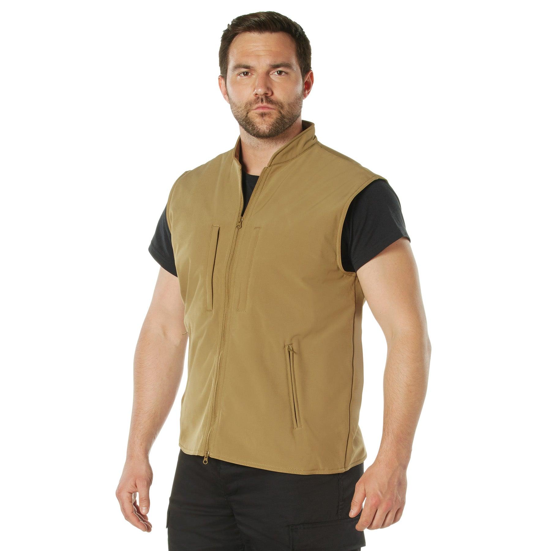 Rothco Men's Concealed Carry Soft Shell Vest - Tactical Outdoor Jacket for Hunting, Hiking & Security - Lightweight Water-Resistant Concealment Vest for CCW & EDC Gear