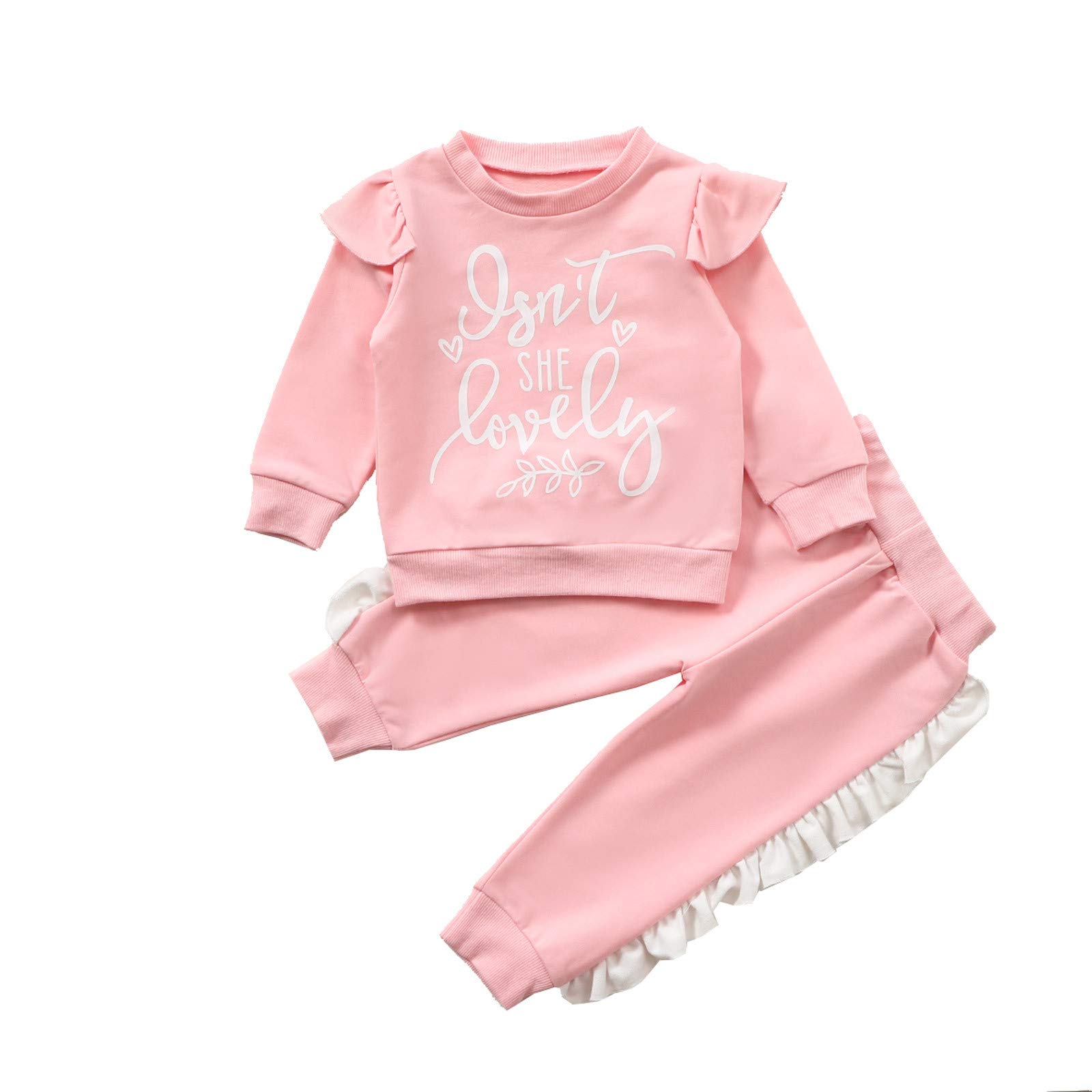 18-24 Months Baby Boy & Girl Clothes Set - Letter Print Sweatshirt & Pants Outfits | Western Style Infant Clothing | Perfect for Playdates, Photos & Daily Wear
