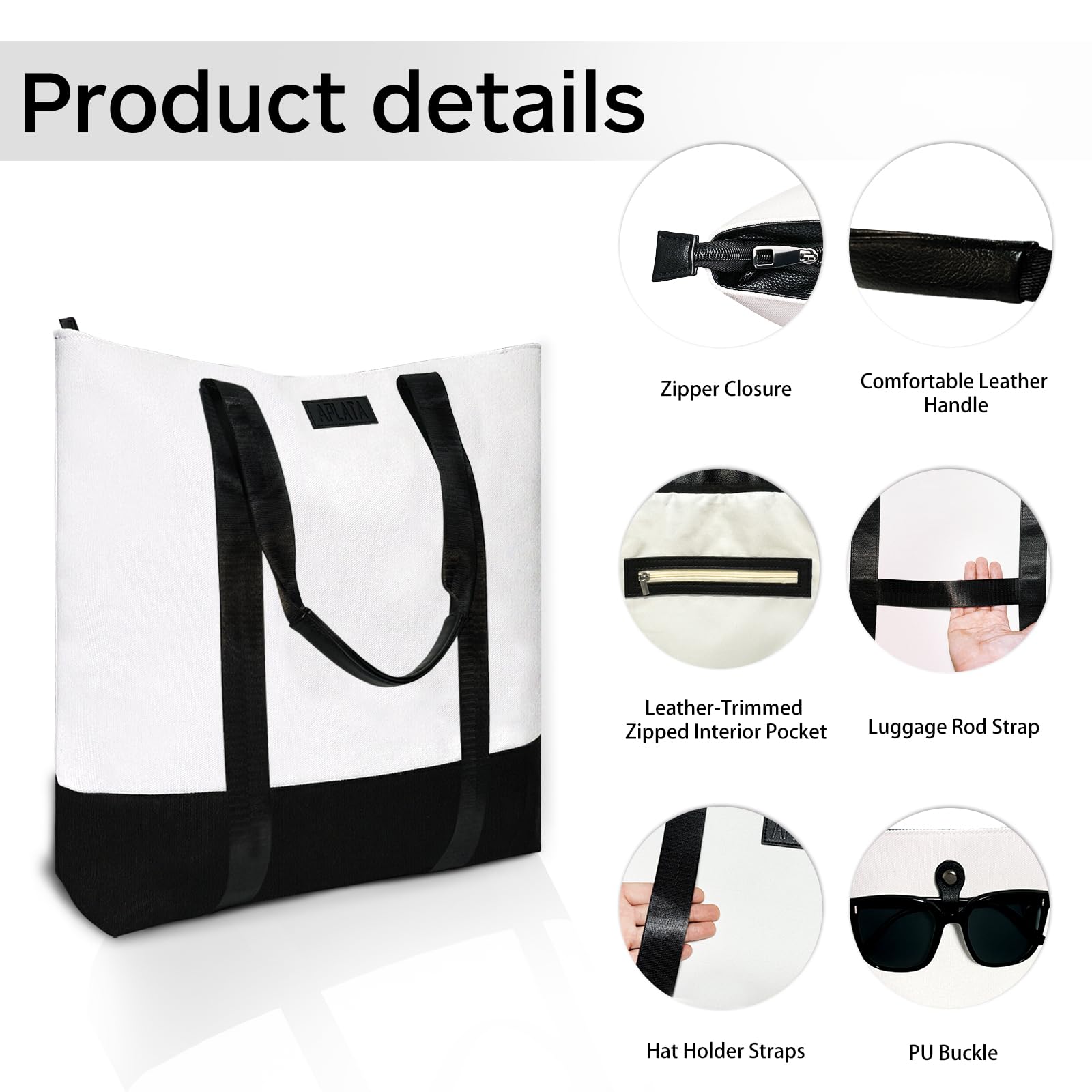Stylish Travel Hat Tote Bag with Hat Holder - Durable Beach Bag with Comfortable PU Handle for Women & Men - Perfect for Vacations, Beach Trips, and Outdoor Adventures