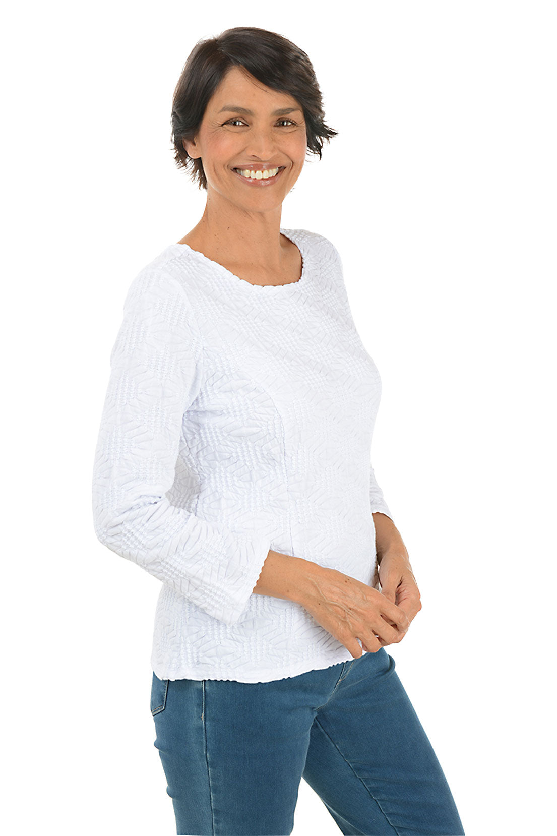 Elegant Diamond Textured Boatneck Top for Women - Trendy Casual & Party Wear - Perfect for Date Nights, Office Outfits & Evening Events
