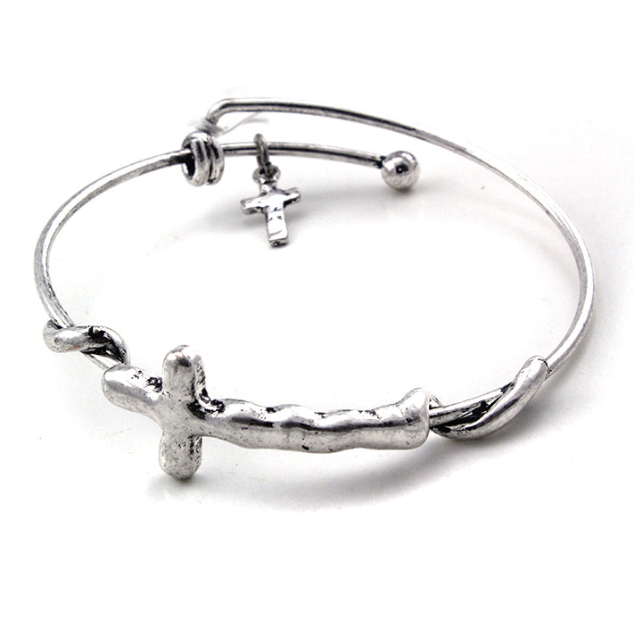 Silver Cross Bracelet for Women - Elegant Religious Jewelry Gift - Perfect for Church, Baptism & Everyday Wear