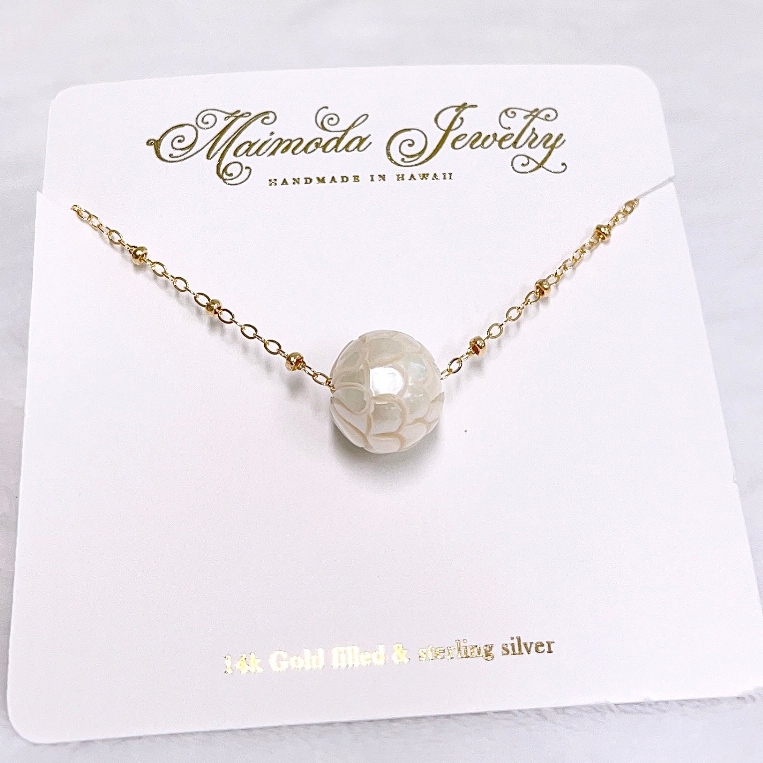 KEALANI N406 Carved Edison Pearl Necklace - Elegant Handcrafted Jewelry for Women, Perfect for Weddings, Parties & Special Occasions