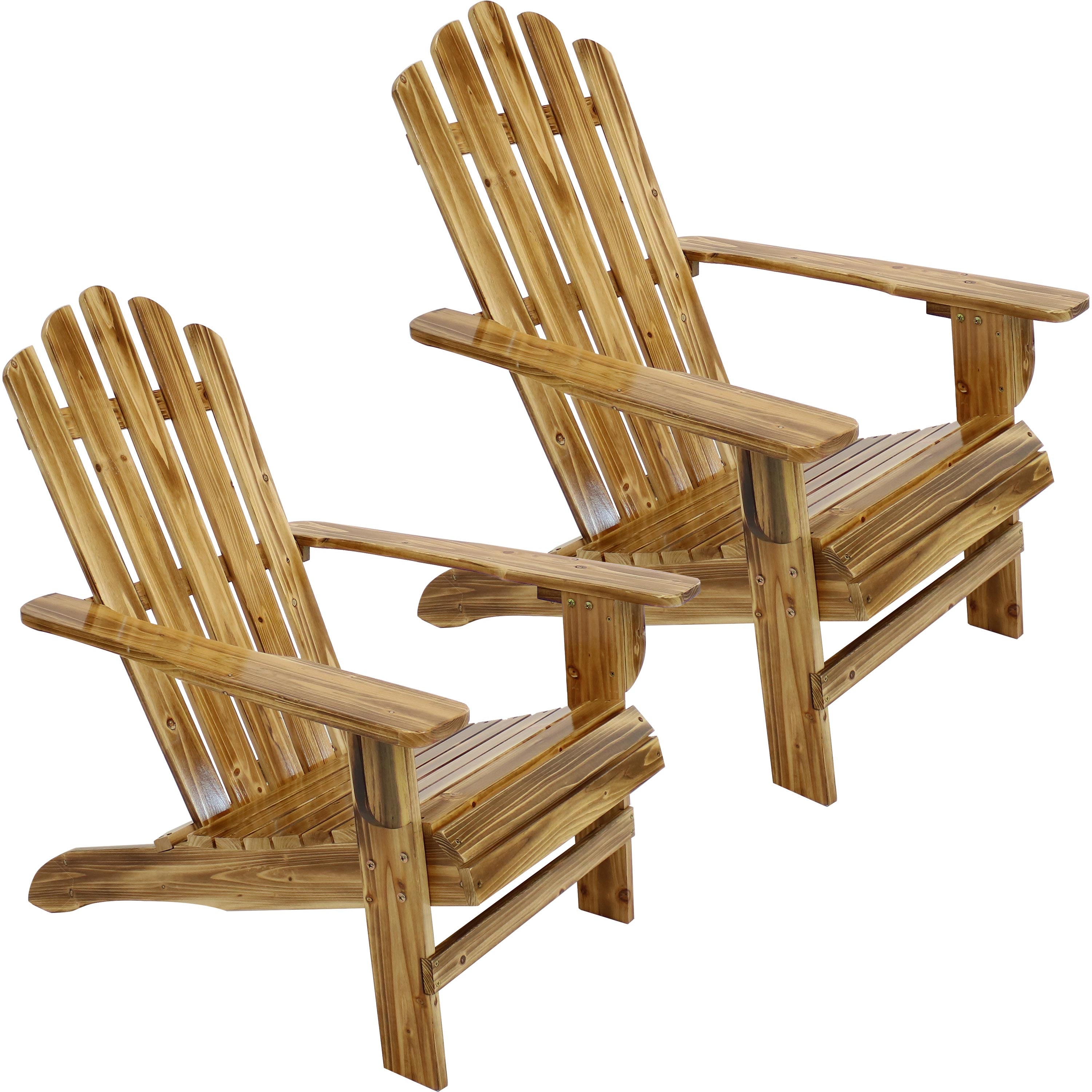 Rustic Wooden Adirondack Chair with Light Charred Finish - Outdoor Patio Furniture for Garden, Deck, Poolside & Backyard Relaxation