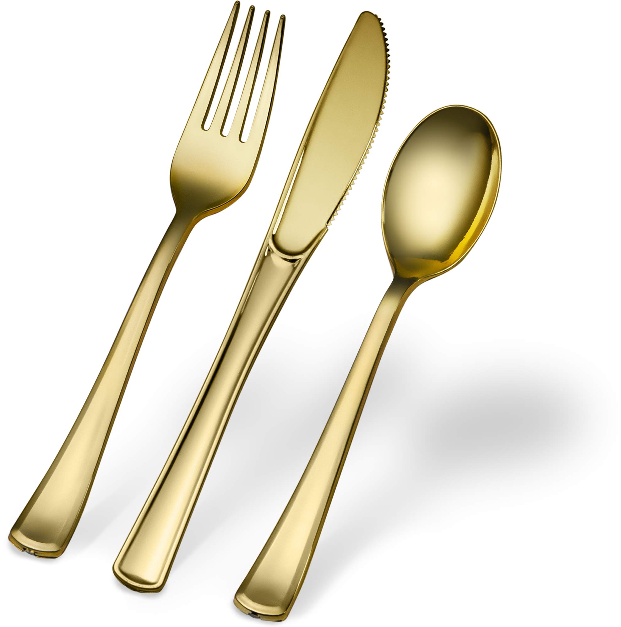 Premium Gold Plastic Forks - Heavy Duty Disposable Cutlery Set (40-Pack) - Elegant & Durable for Catering, Restaurants, Parties, Weddings & Outdoor Dining - Looks Like Real Gold Silverware