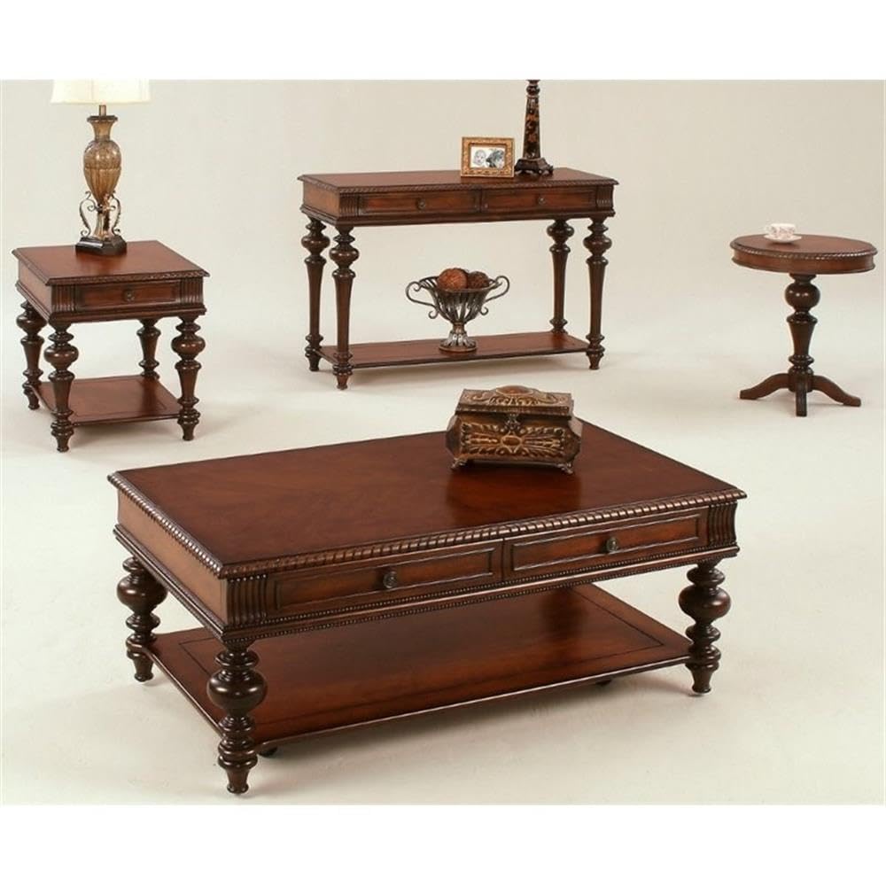 Progressive Furniture Mountain Manor Rectangular Castered Cocktail Table - Brown Wood Finish | Rolling Coffee Table for Living Room, Lounge & Office